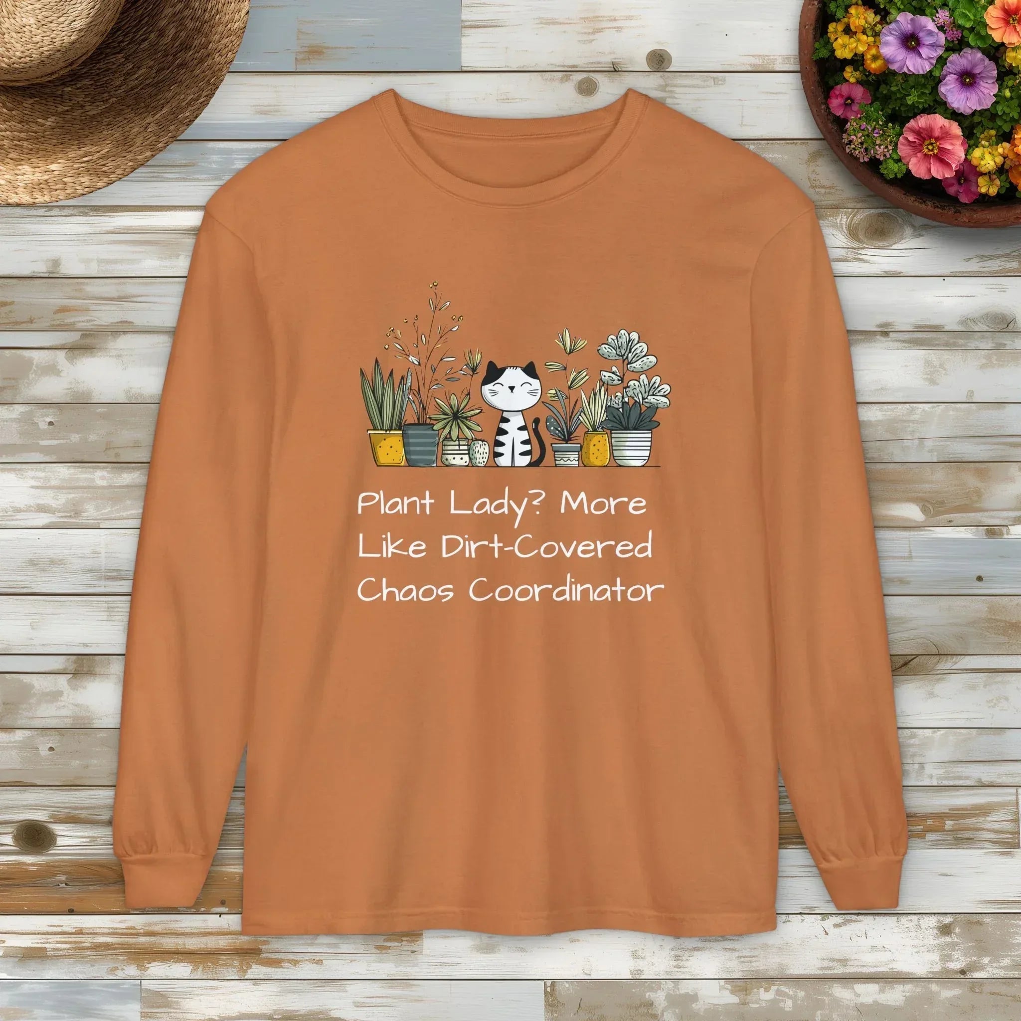 Plant Lady Chaos Coordinator - Cat & Plants Long Sleeve Tee