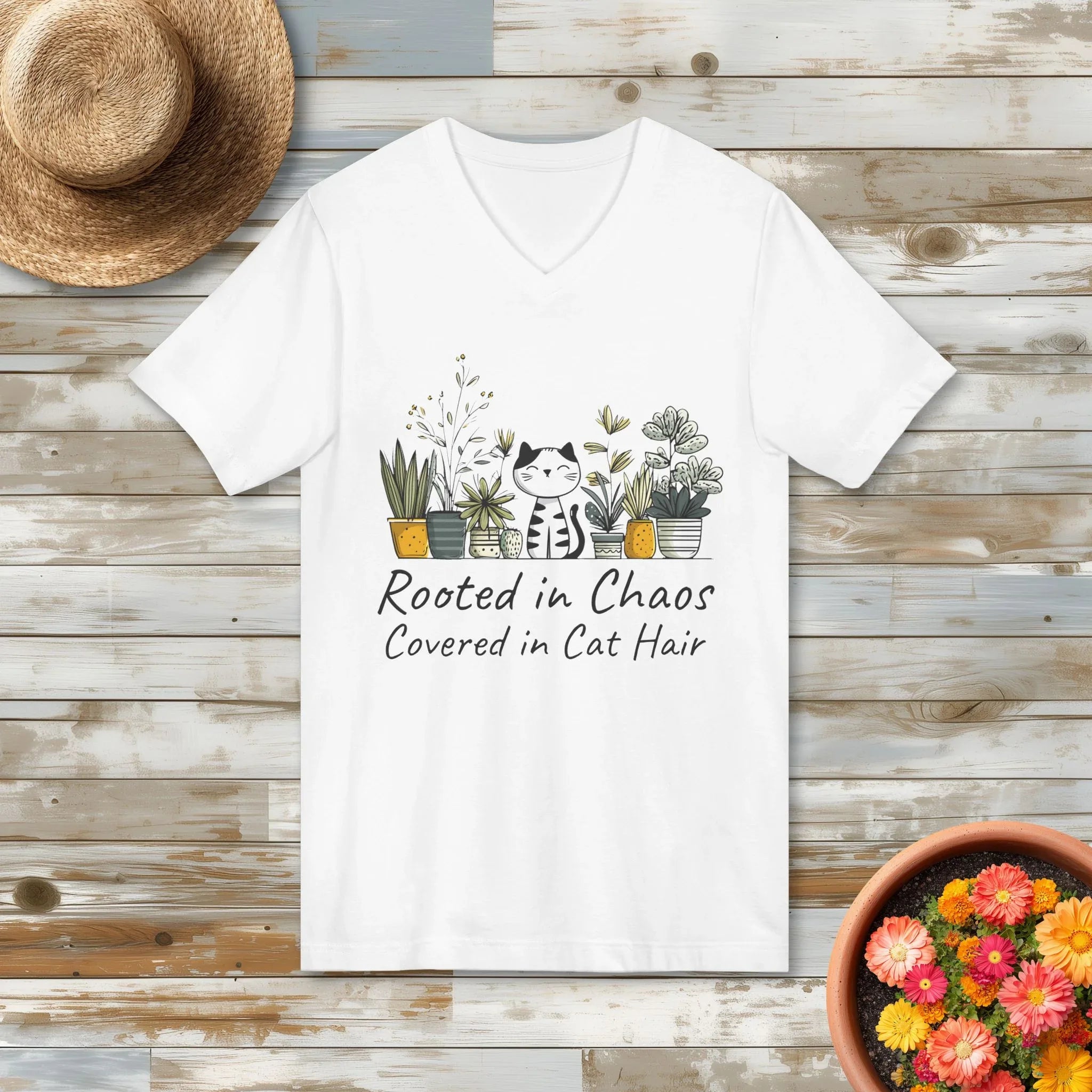 Cute Kitten Chaos and Cat Hair V-Neck T-Shirt