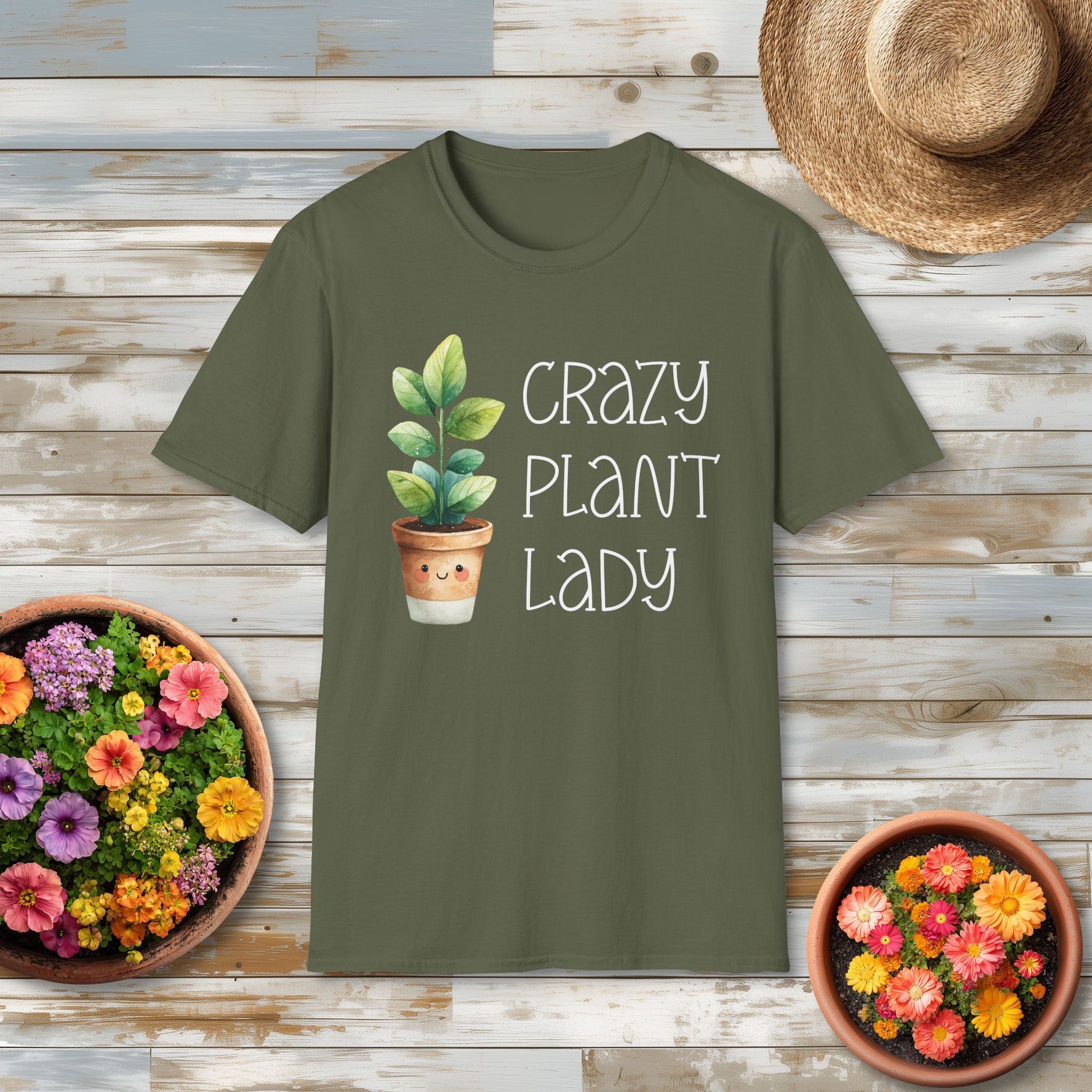 Crazy Plant Lady, Cartoon Houseplant T-Shirt