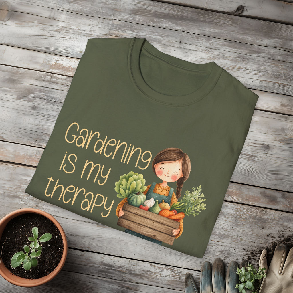 Gardening is My Therapy, Cartoon Gardener T-Shirt