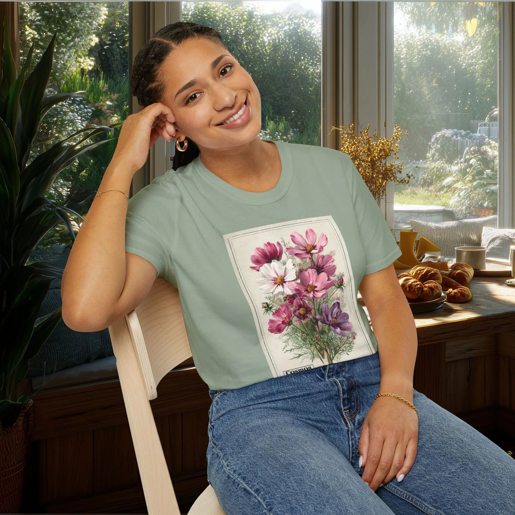 Cosmos Vintage Seed Packet T-Shirt for Gardeners
