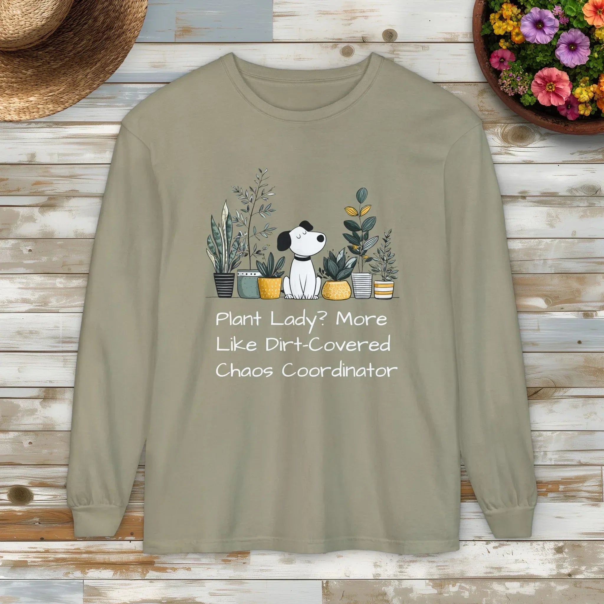 Plant Lady Chaos Coordinator - Dog & Plants Long Sleeve Tee