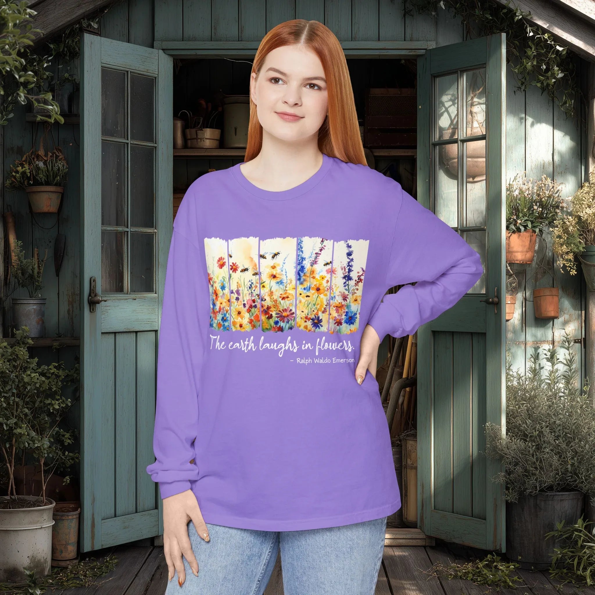 Earth Laughs in Flowers Long Sleeve Shirt – Emerson Wildflower Tee