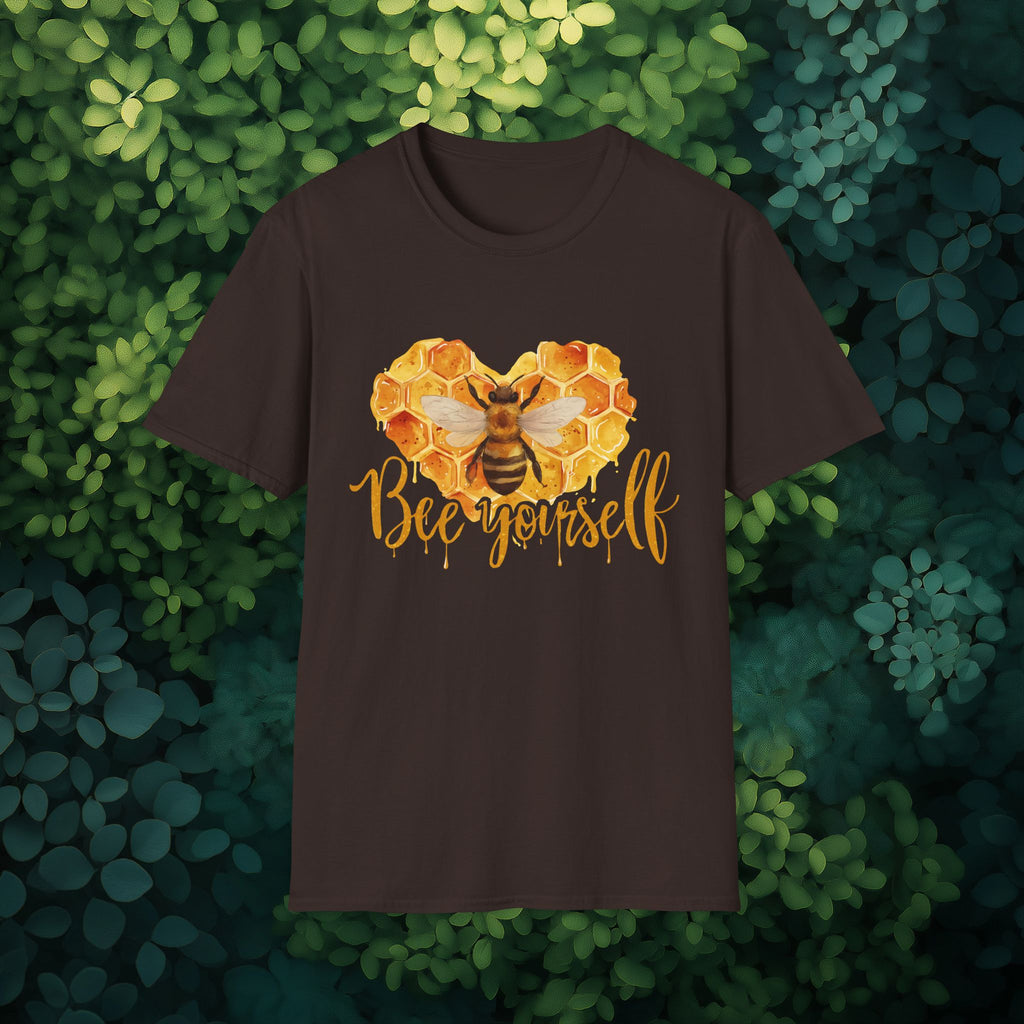 Sweet Honeycomb Heart Bee Yourself Unisex T-Shirt for Gardeners, Nature Lovers, Bee Enthusiasts