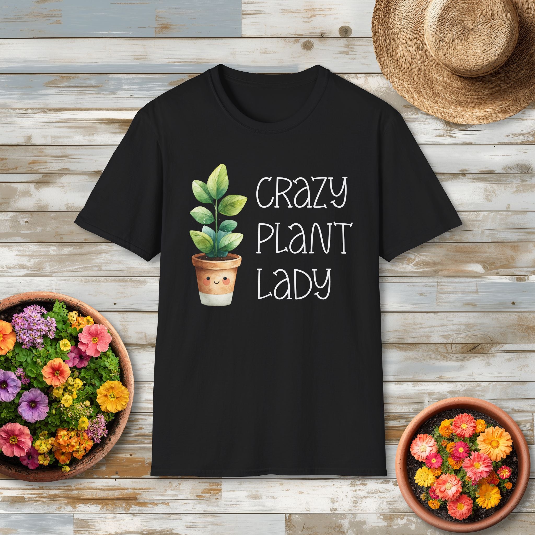 Crazy Plant Lady, Cartoon Houseplant T-Shirt