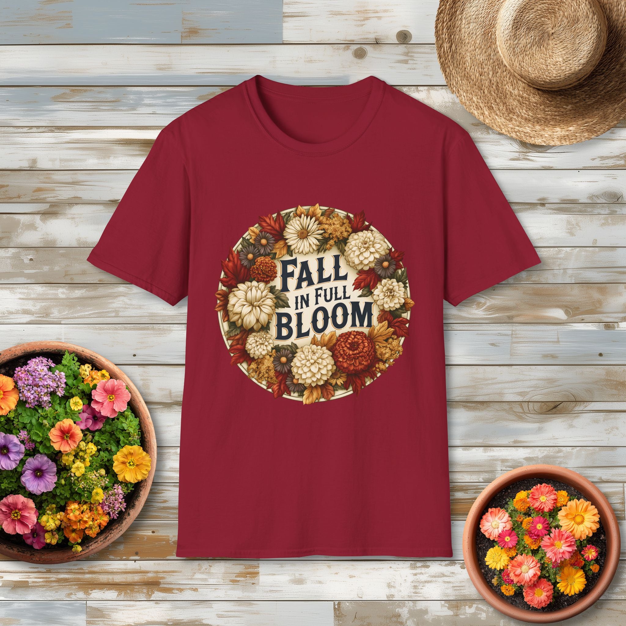 Fall in Full Bloom Floral T-Shirt – Colorful Autumn Garden Tee