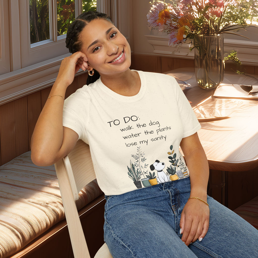 TO DO List T-Shirt – Funny Dog and Plant Life Graphic