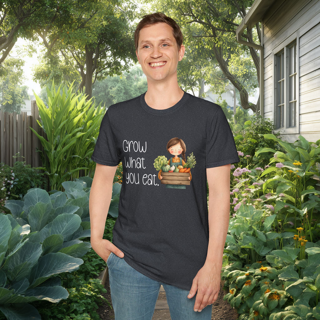 Grow What You Eat, Cartoon Gardener T-Shirt