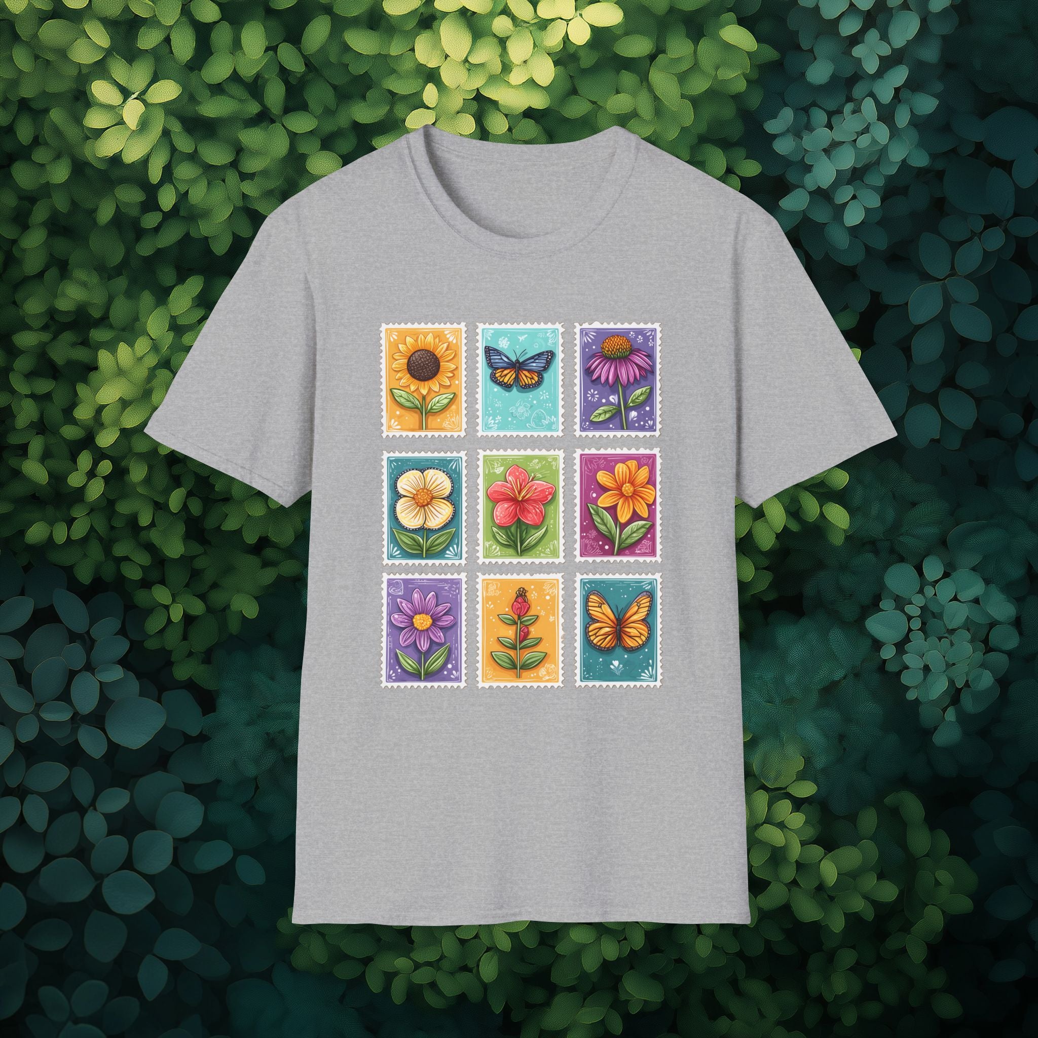 Whimsical 3x3 Floral & Butterfly Stamp Collection T-Shirt