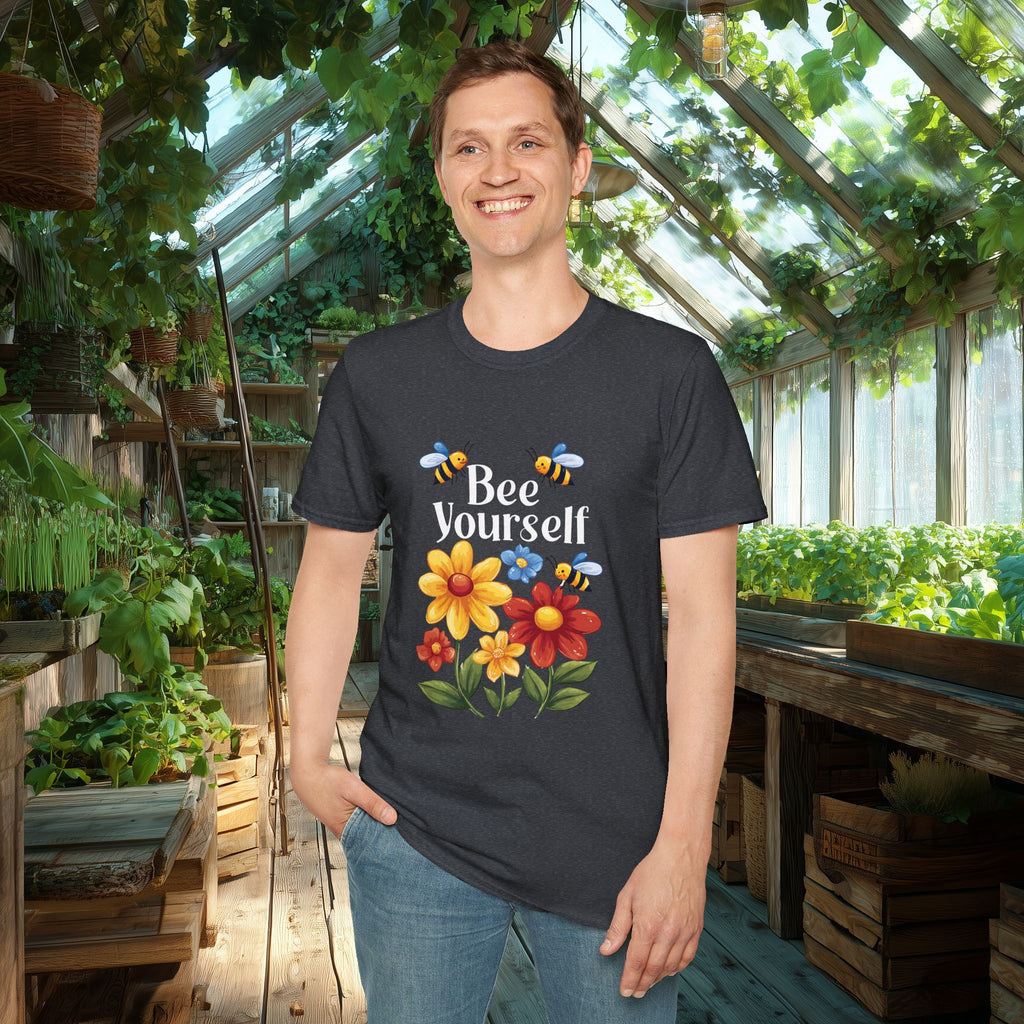 Bee Yourself Cartoon Bees and Flowers T-shirt for Nature and Bee Lovers