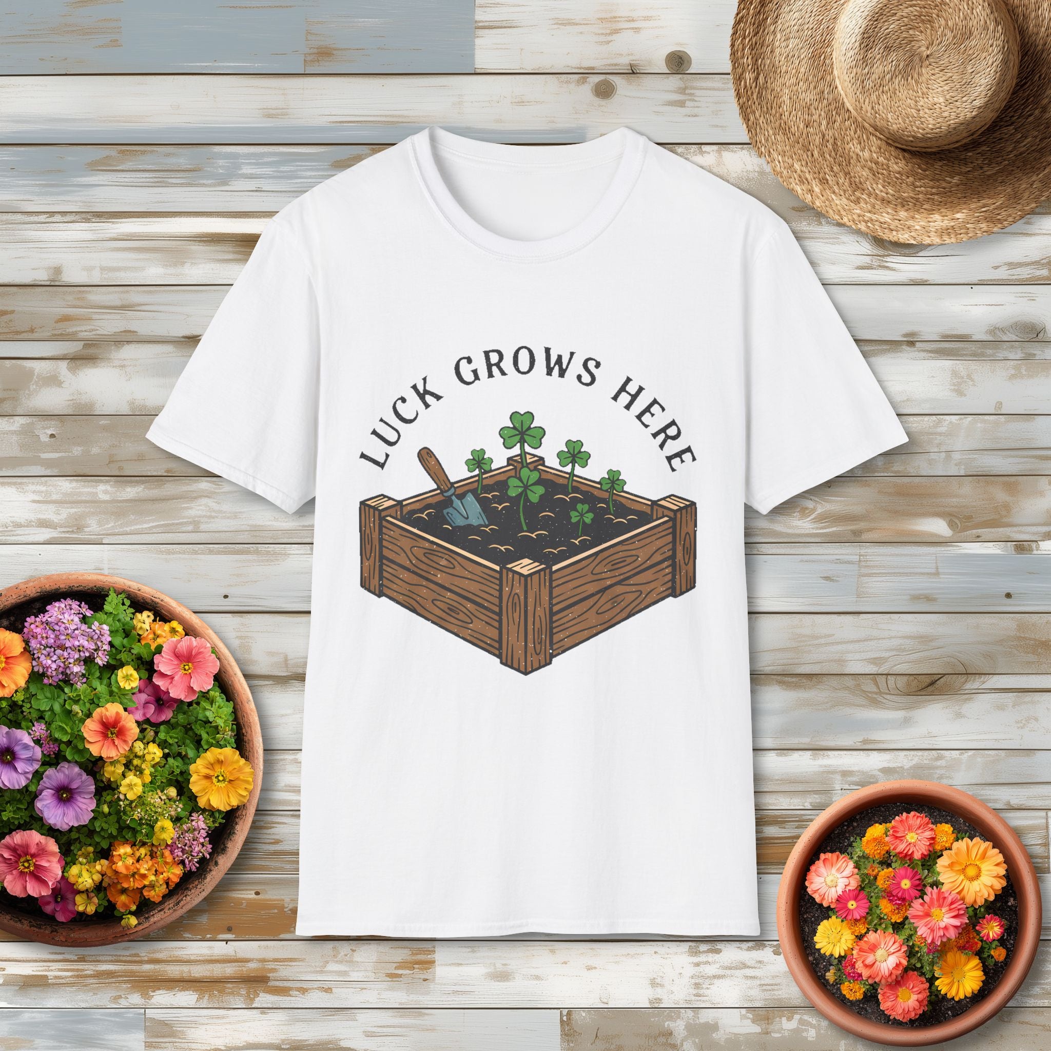 Luck Grows Here Shamrock Garden T-Shirt