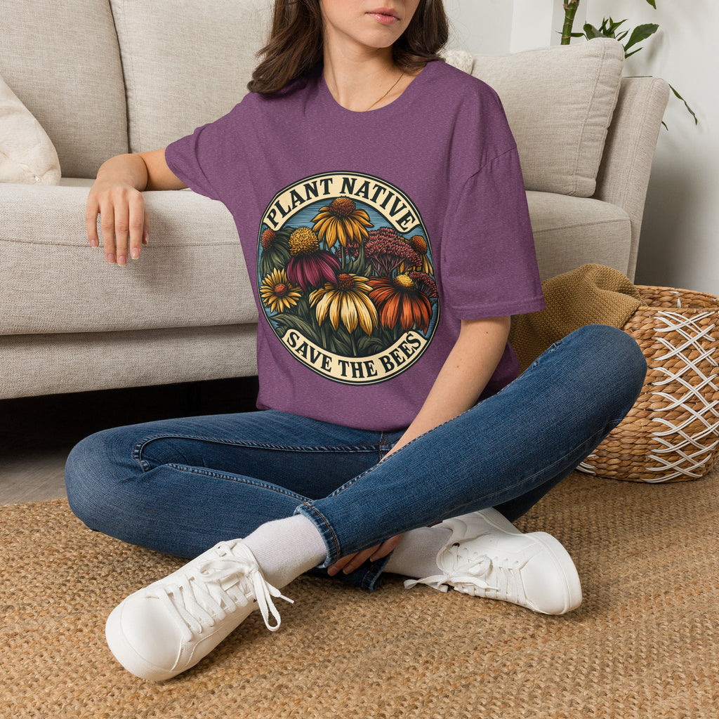 Plant Native Save the Bees T-Shirt – Retro Wildflower Pollinator Tee