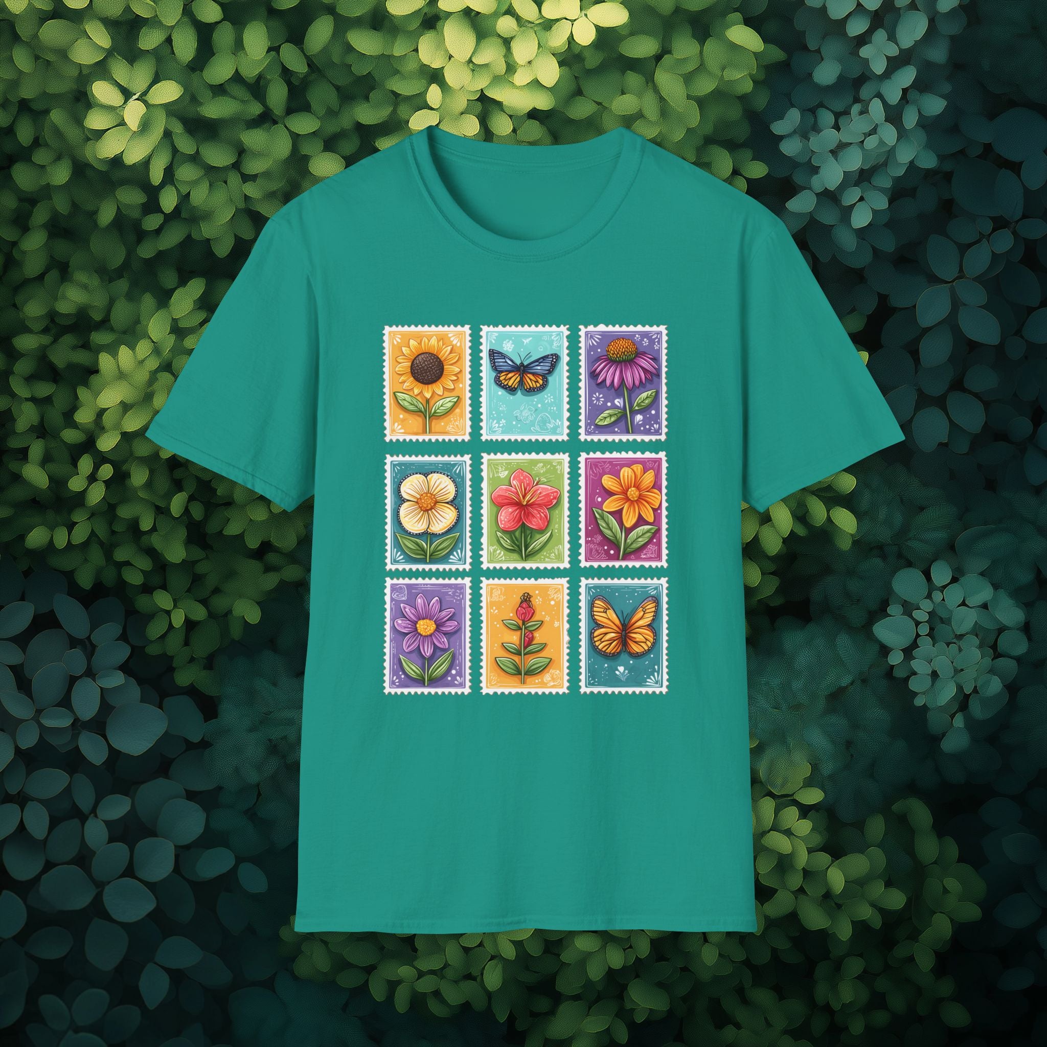 Whimsical 3x3 Floral & Butterfly Stamp Collection T-Shirt