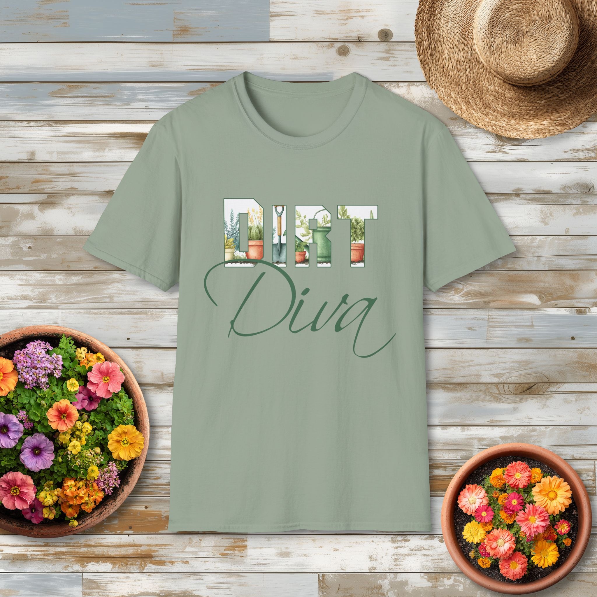 Dirt Diva T-Shirt for Gardeners, Nature Lovers, Summer Casual Wear