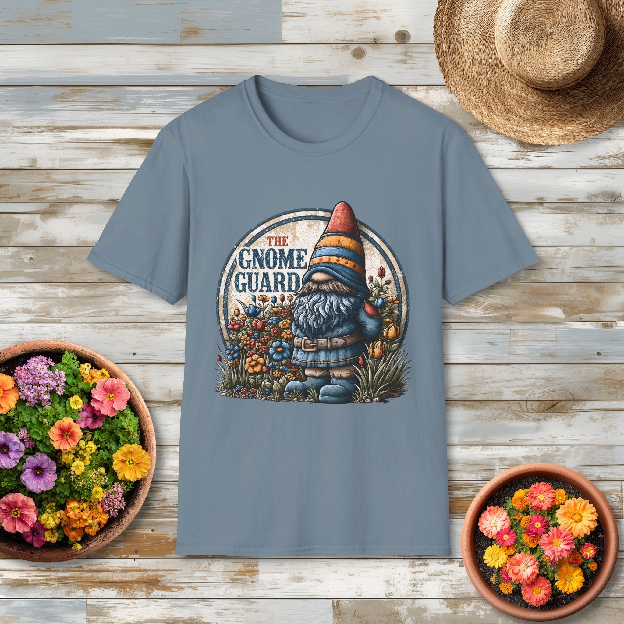 Retro Garden Gnome Guard Emblem T-shirt