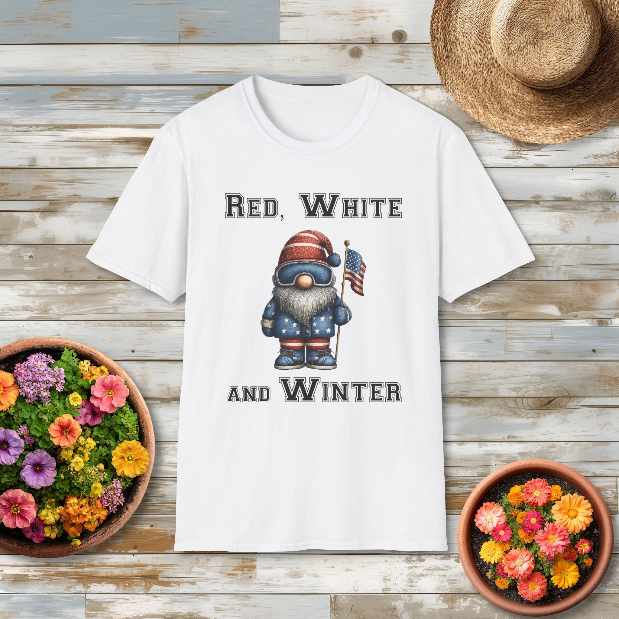 Red White and Winter Gnome T-Shirt