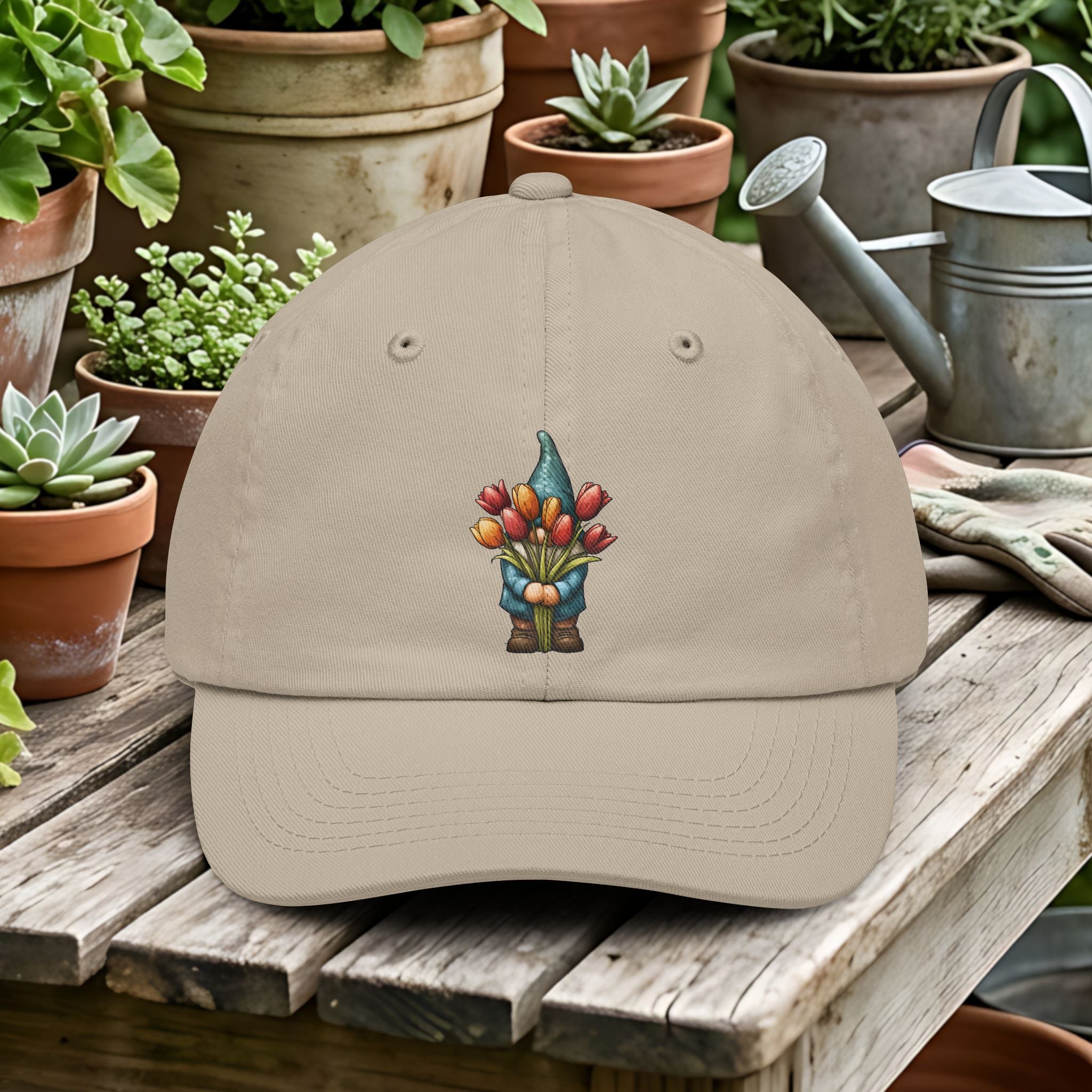 Tulip Bouquet Bashful Garden Gnome Dad Hat