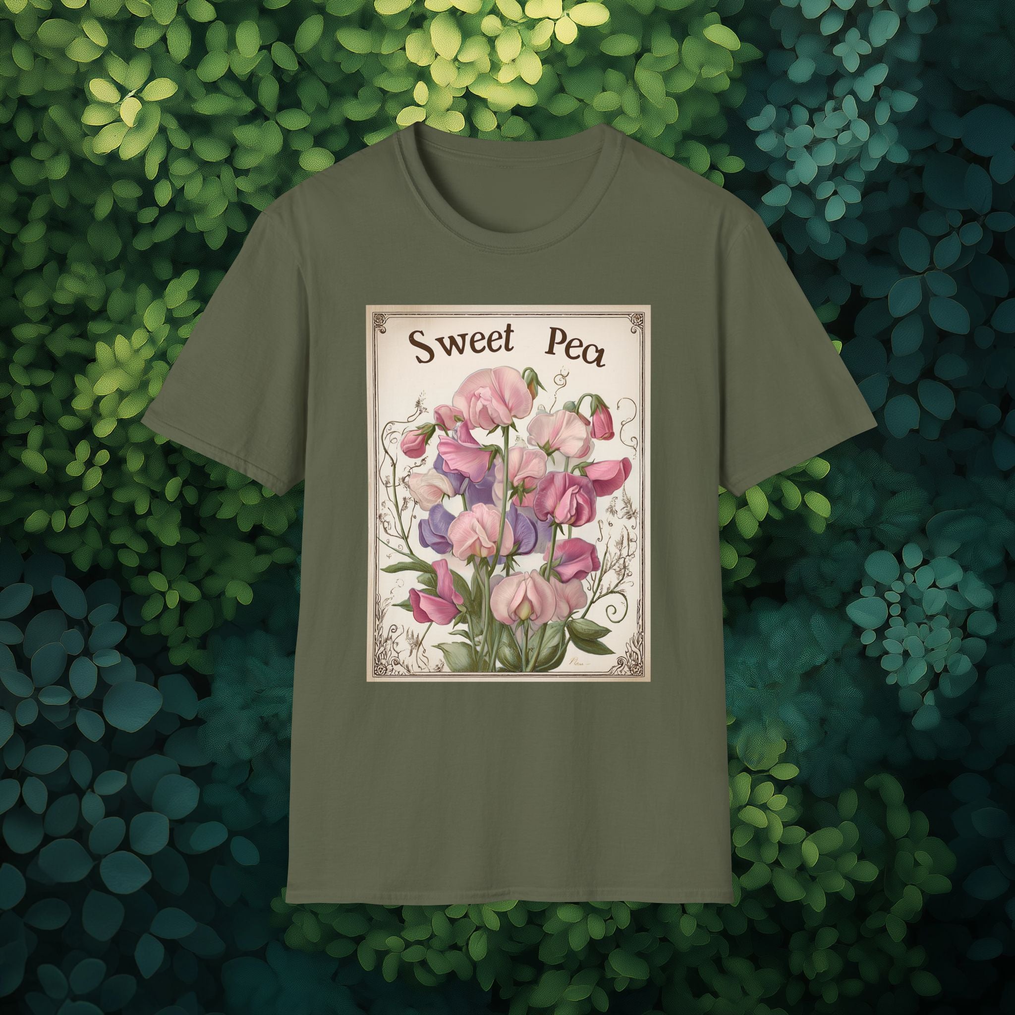 Vintage Sweet Peas Seed Packet Unisex T-Shirt for Gardeners