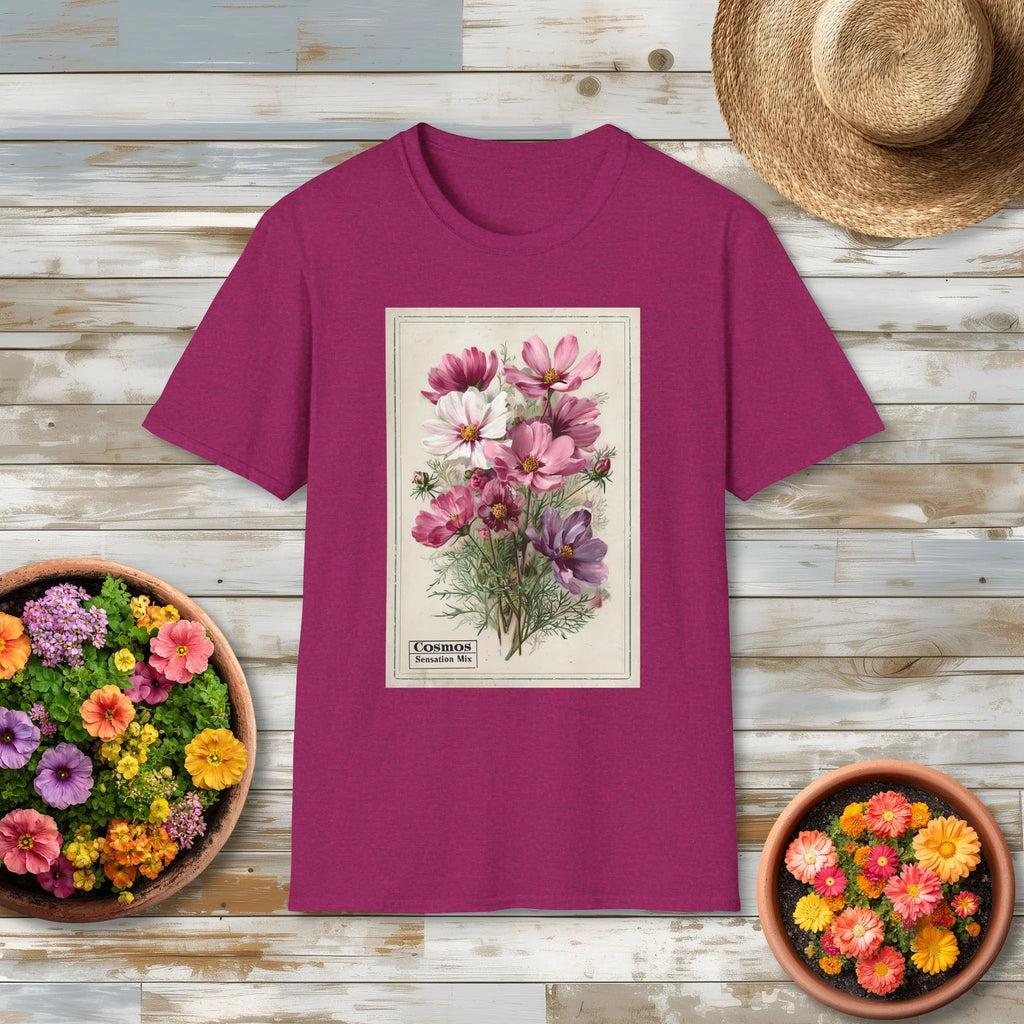 Cosmos Vintage Seed Packet T-Shirt for Gardeners