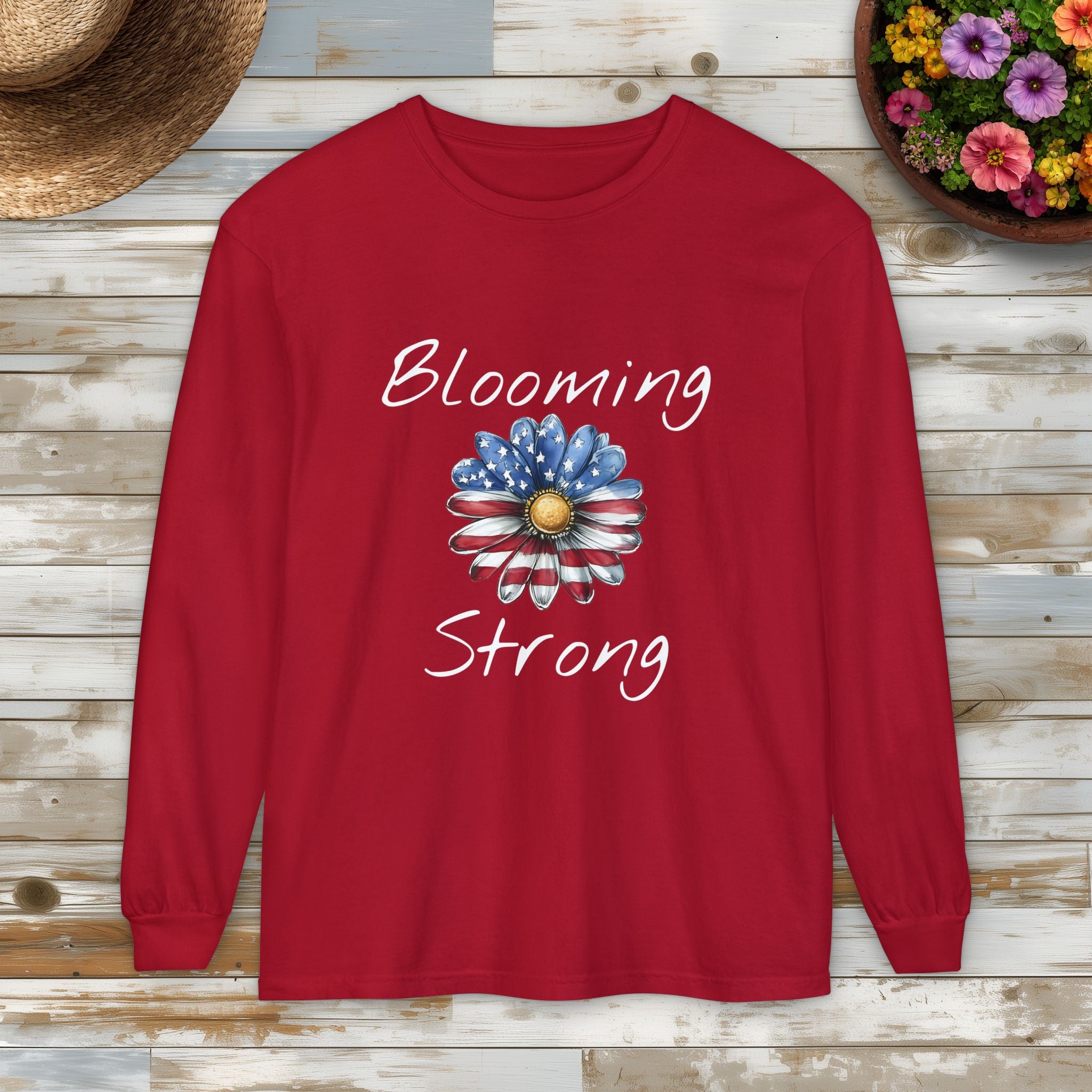 Blooming Strong Patriotic Long Sleeve Tee
