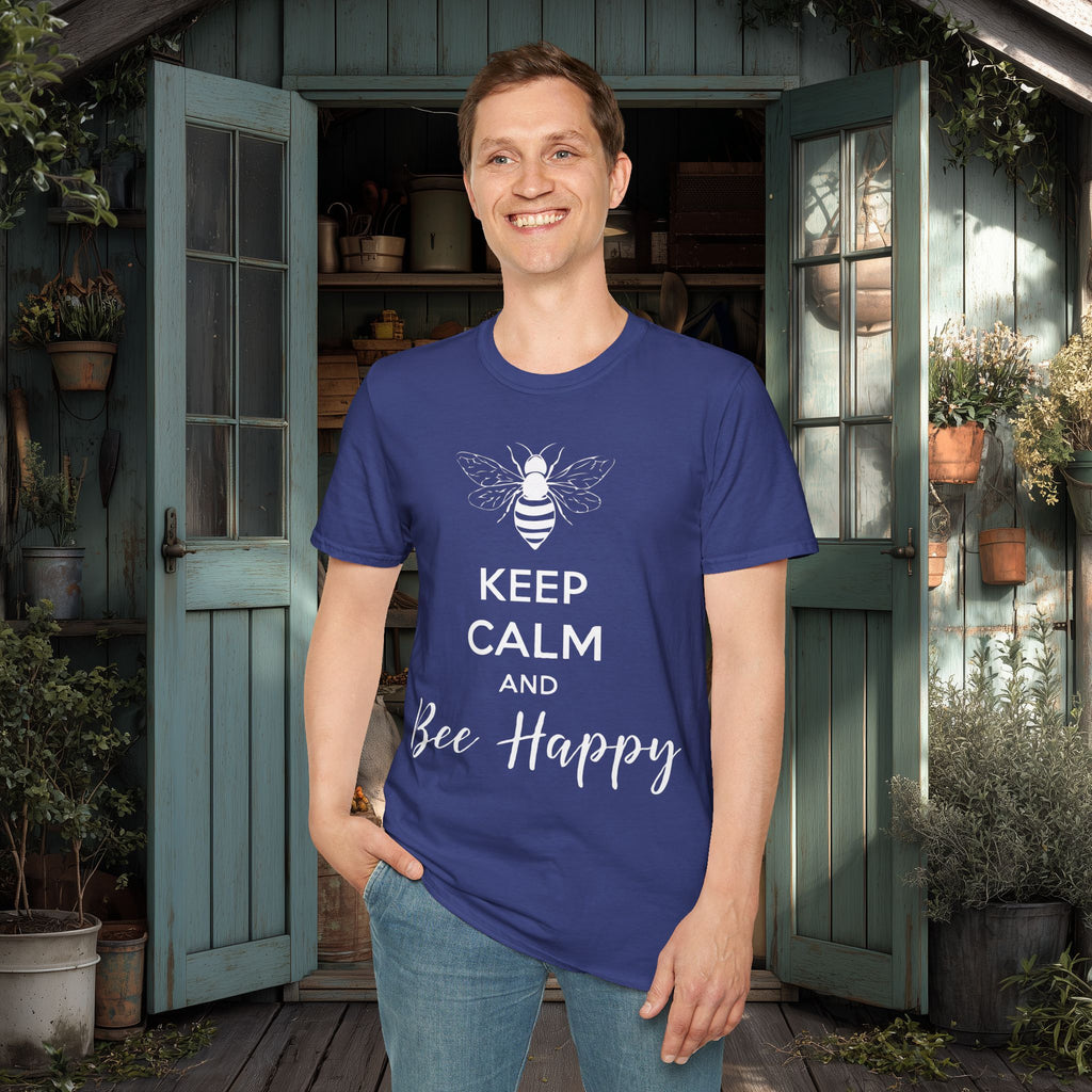Keep Calm and Bee Happy Motivational T-Shirt