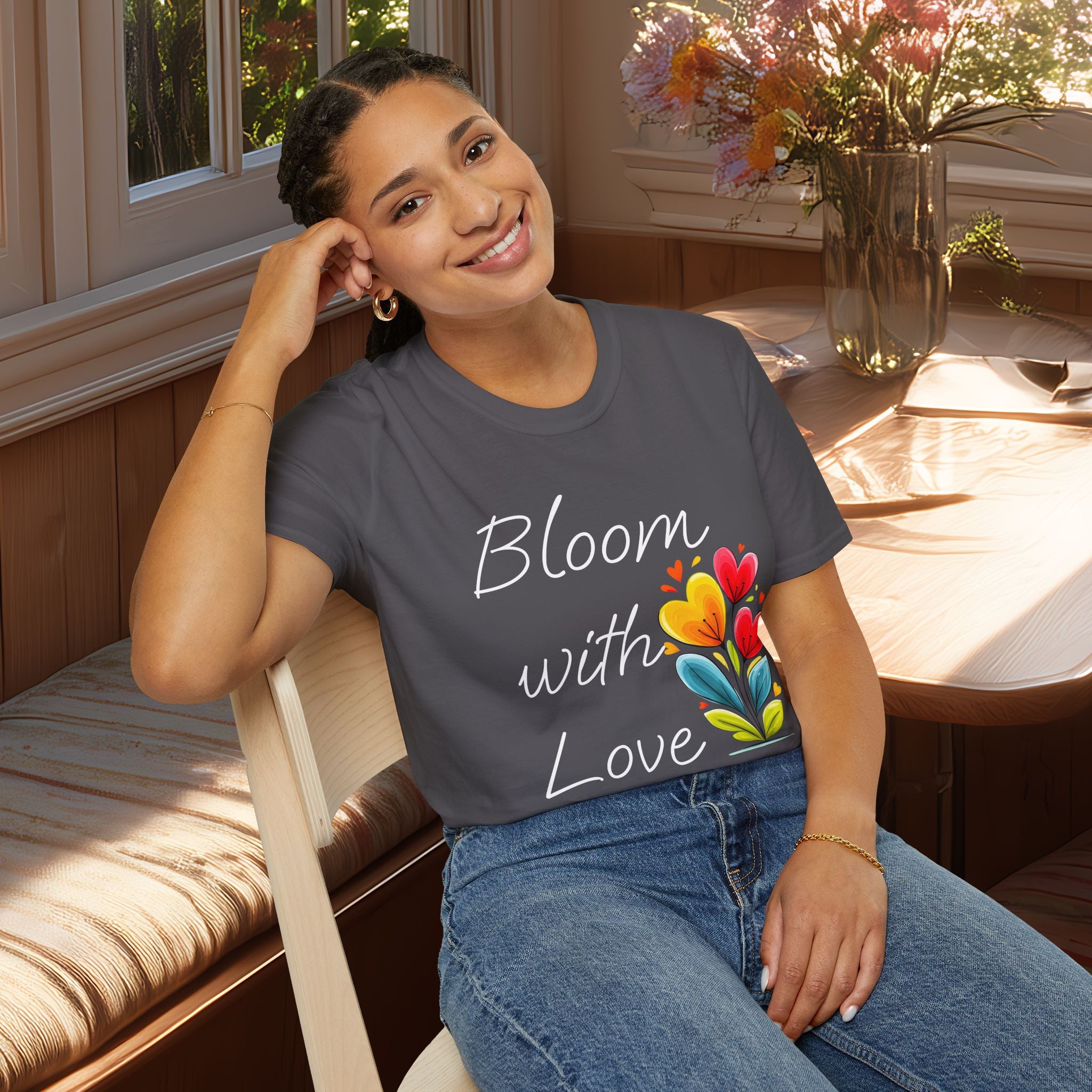 Bloom with Love T-Shirt – Cute Valentine Flower