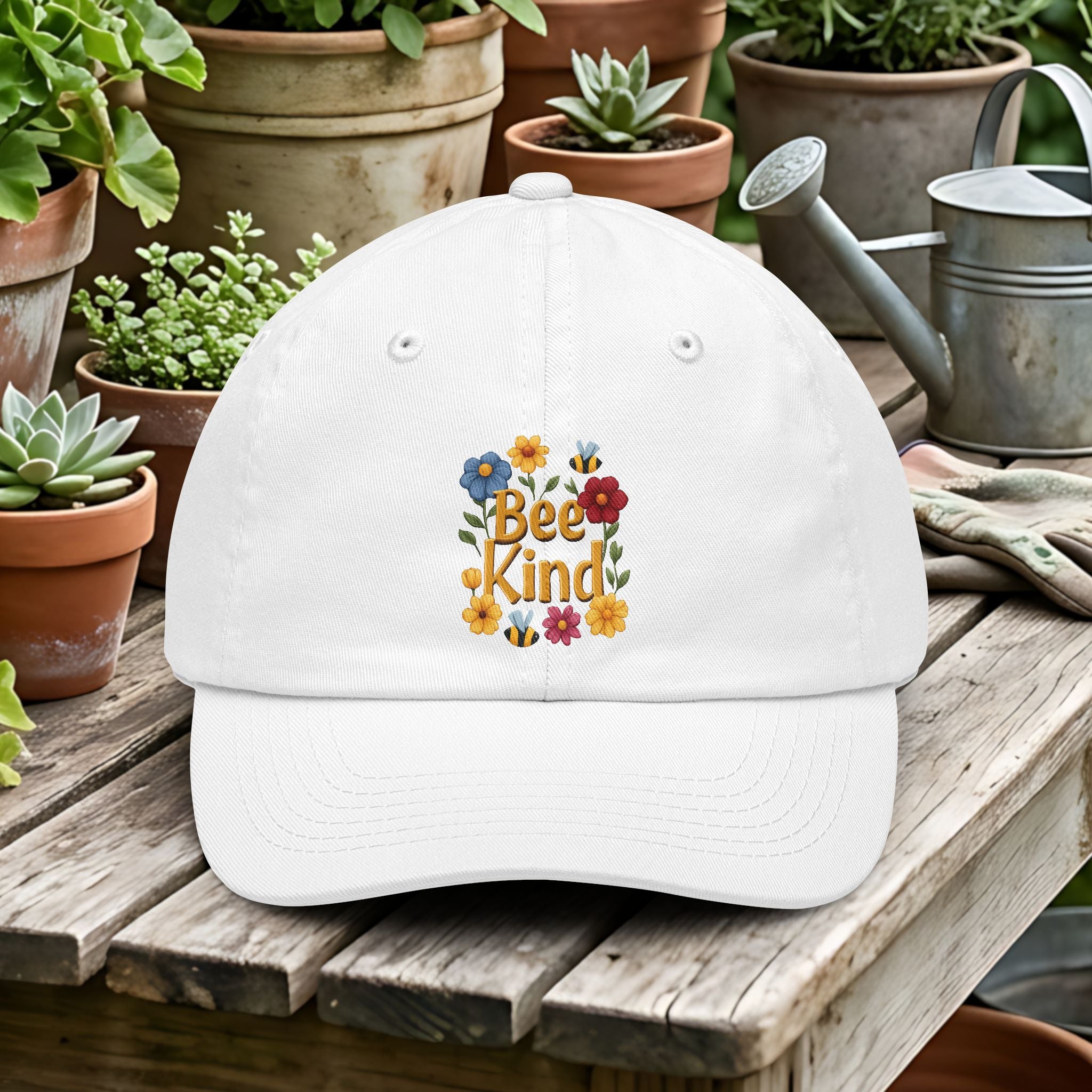 Bee Kind  Cute Bee & Flower Cartoon Dad Hat