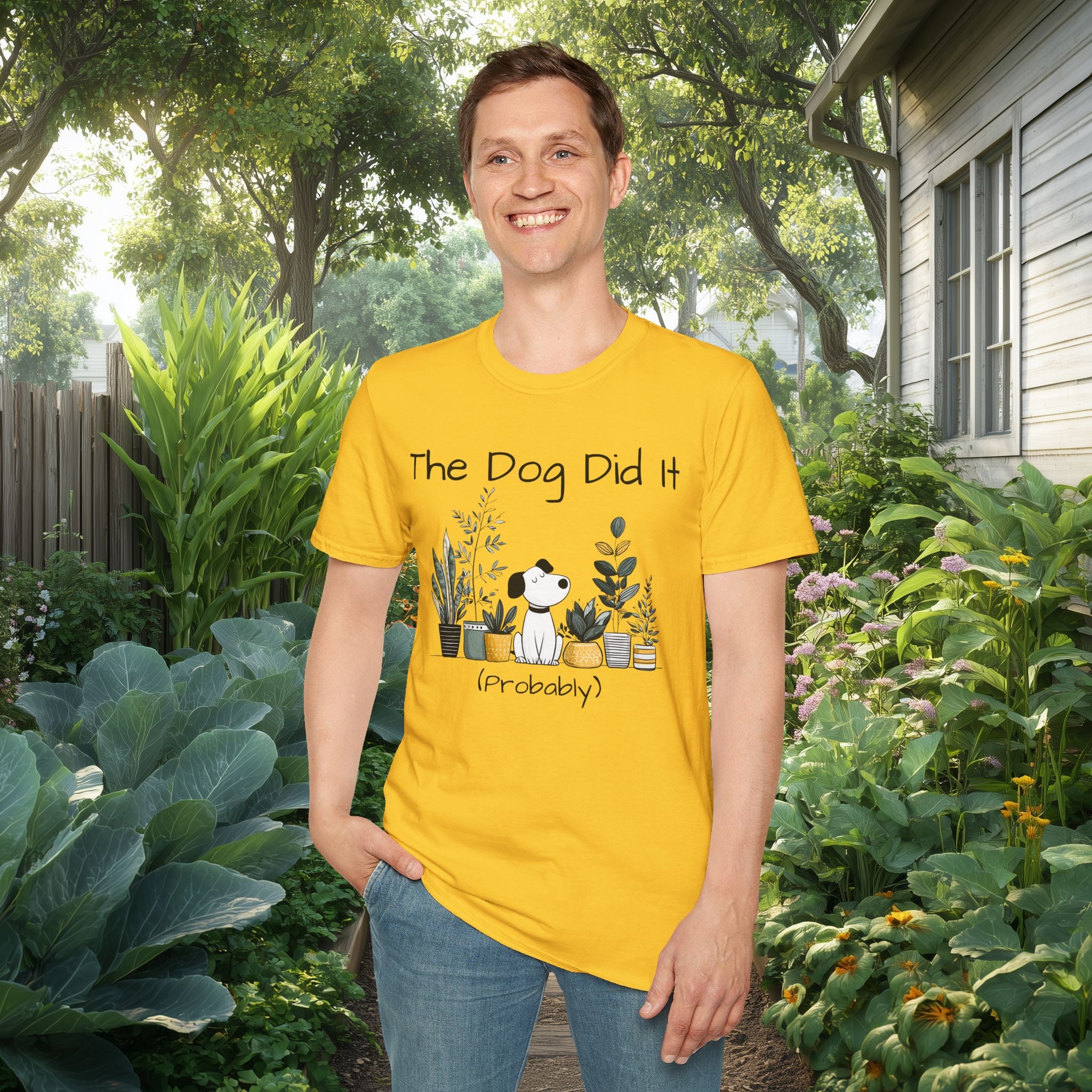“The Dog Did It” T-Shirt for Dog Moms and Plant Lovers