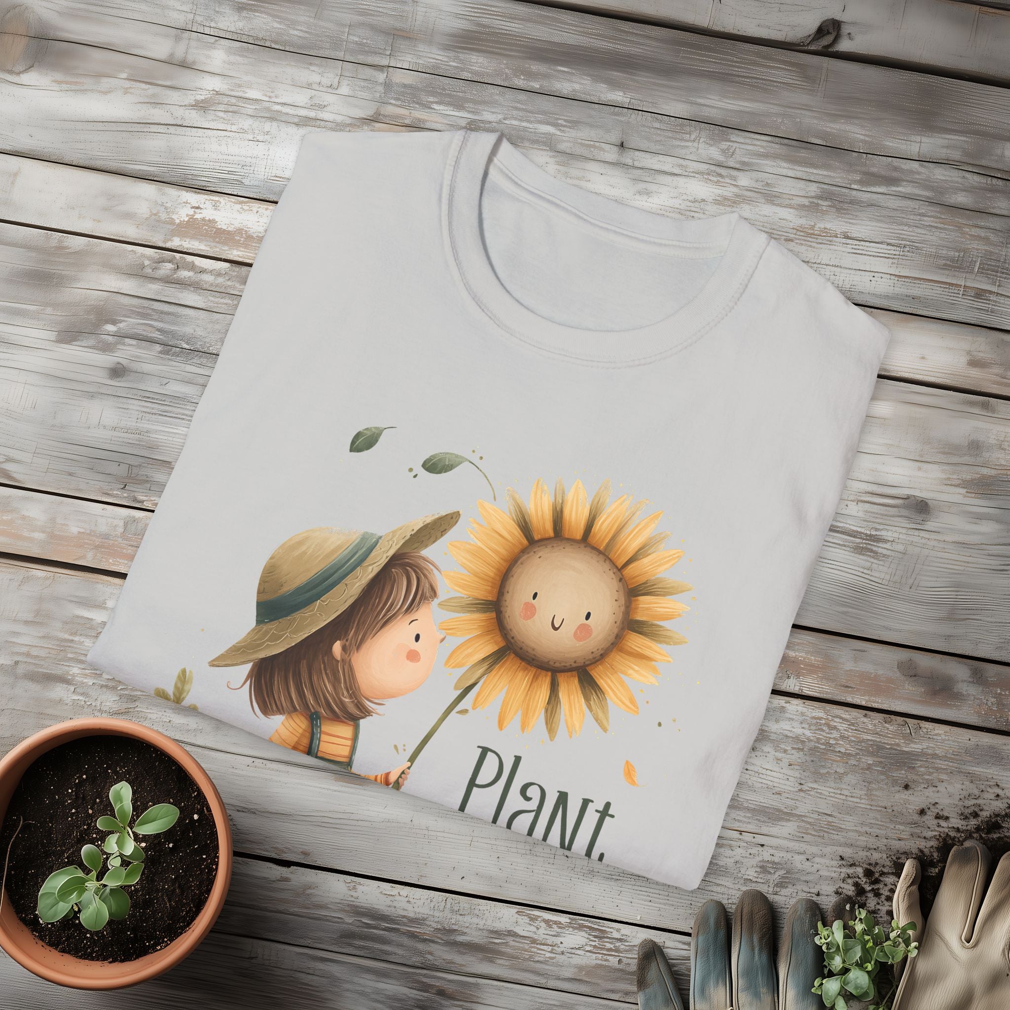 Plant Whisperer Girl and Sunflower T-Shirt