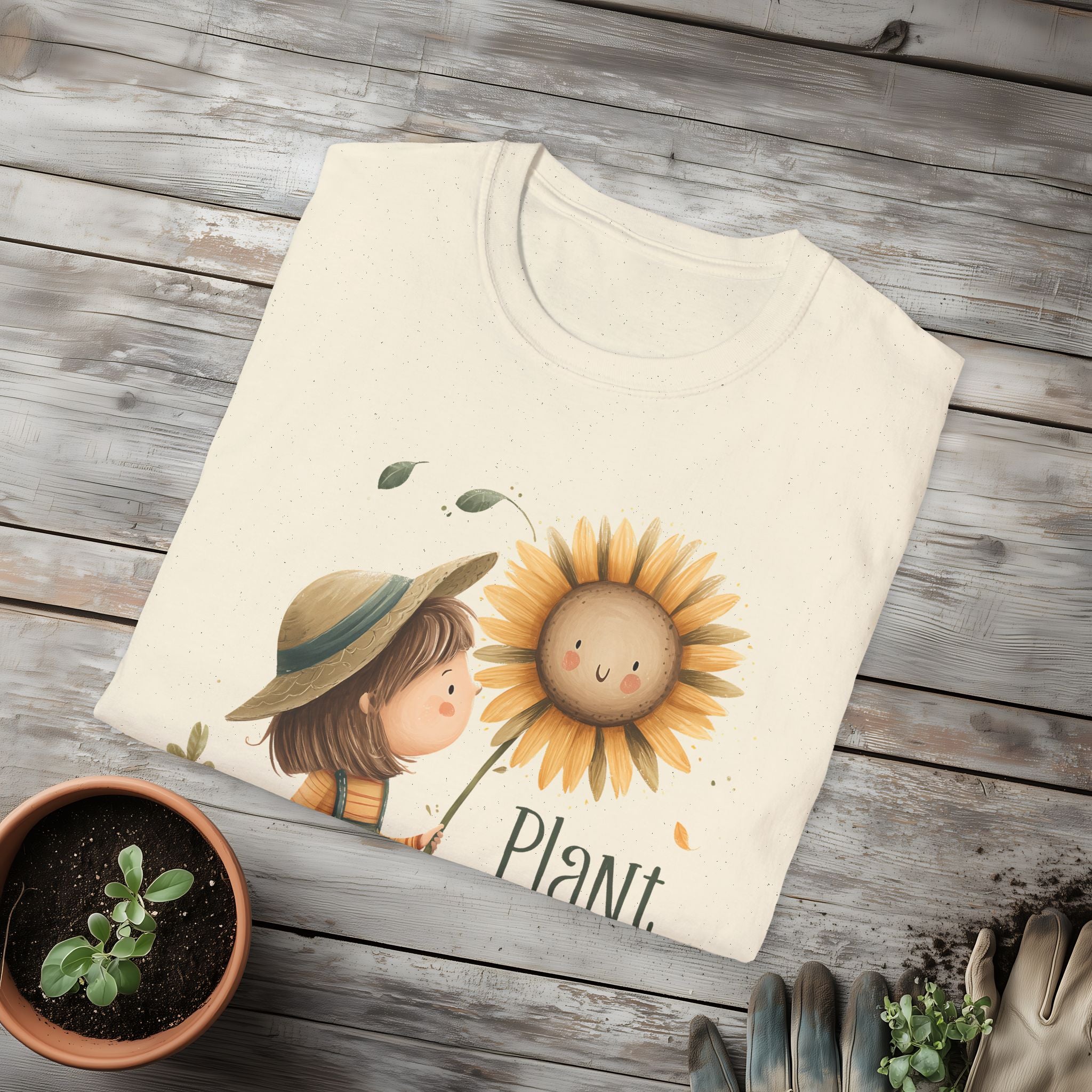 Plant Whisperer Girl and Sunflower T-Shirt