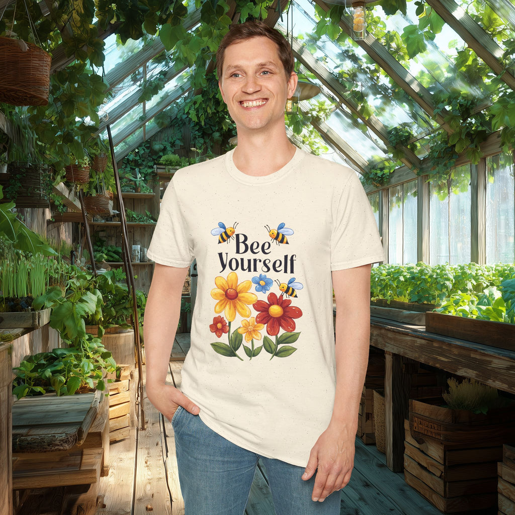 Bee Yourself Cartoon Bees and Flowers T-shirt for Nature and Bee Lovers