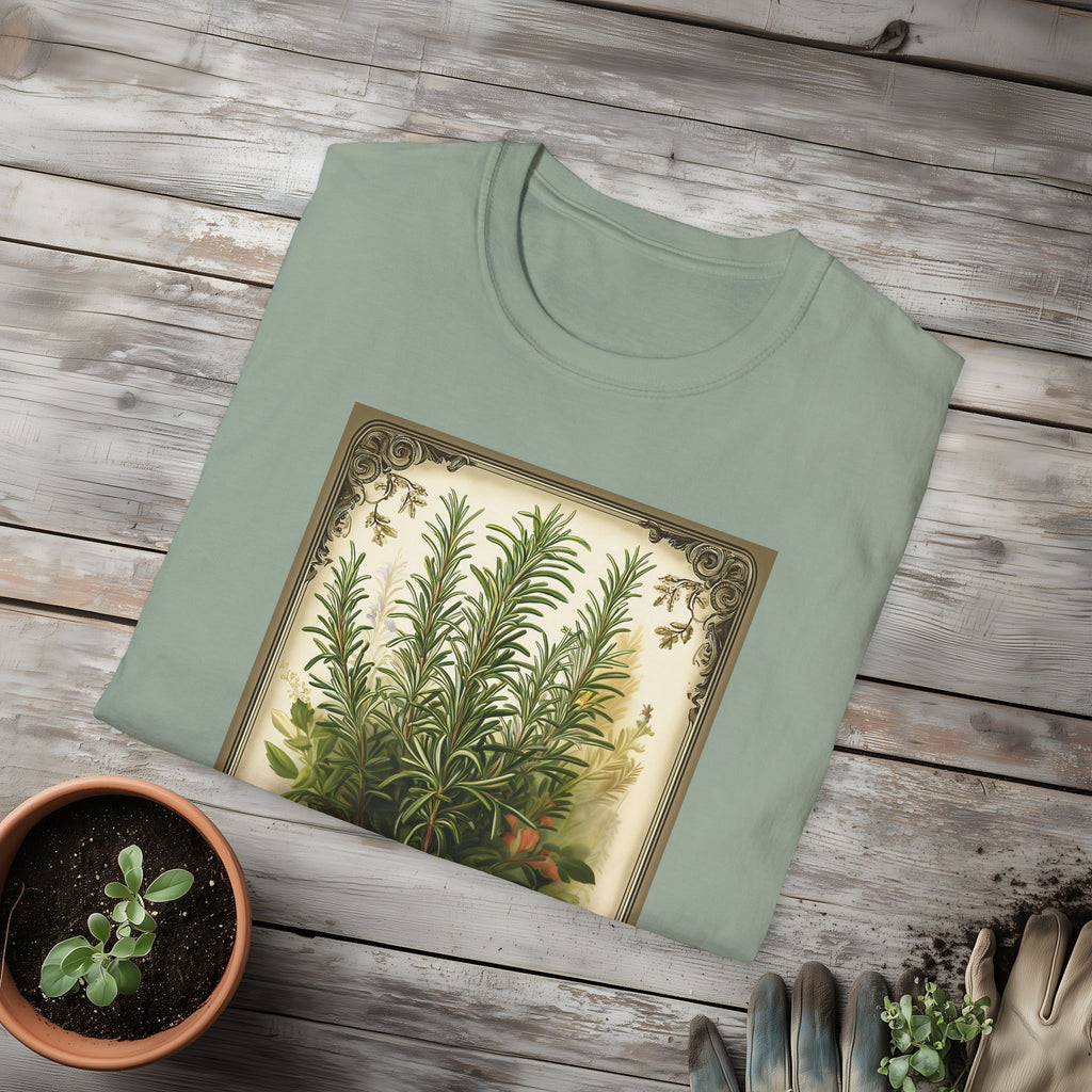Retro Rosemary Herb Seed Packet Unisex T-Shirt for Gardeners, Nature Lovers, Summer Casual Wear