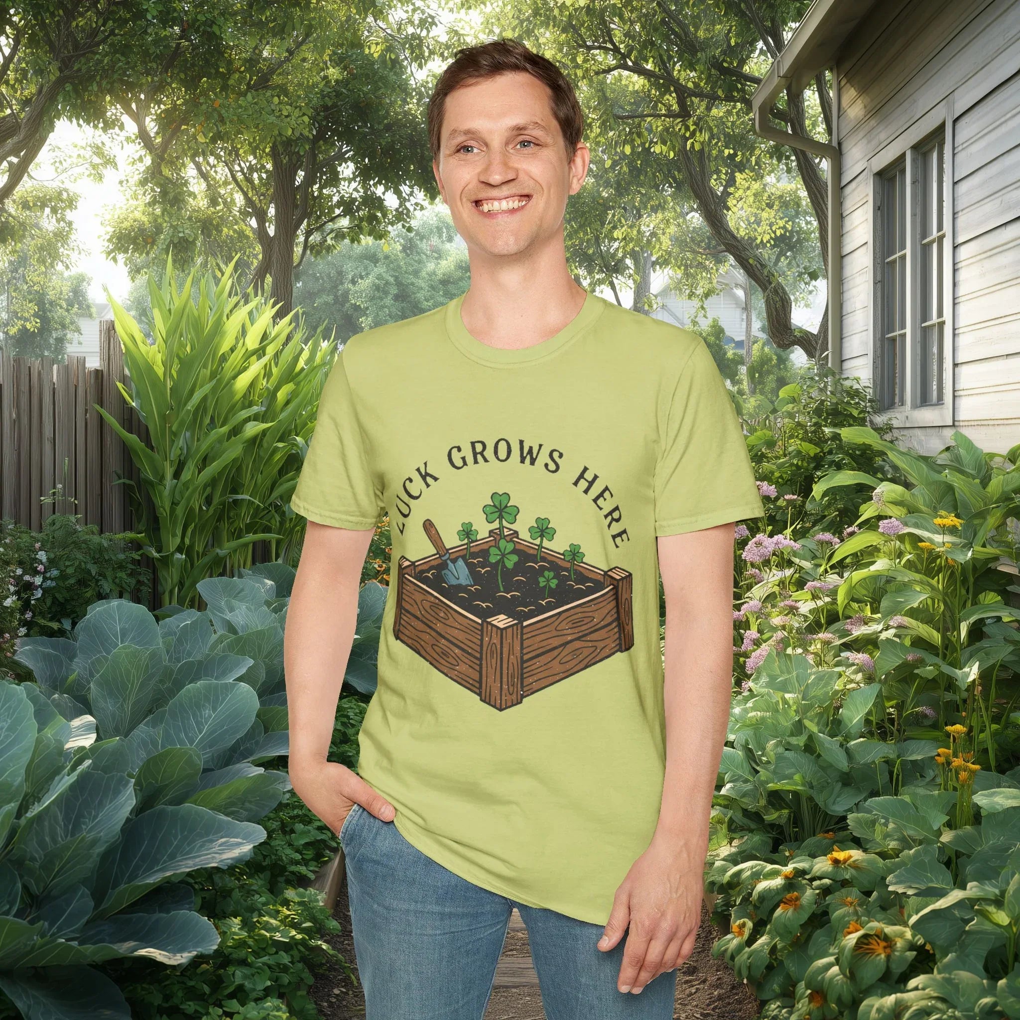 Luck Grows Here Shamrock Garden T-Shirt
