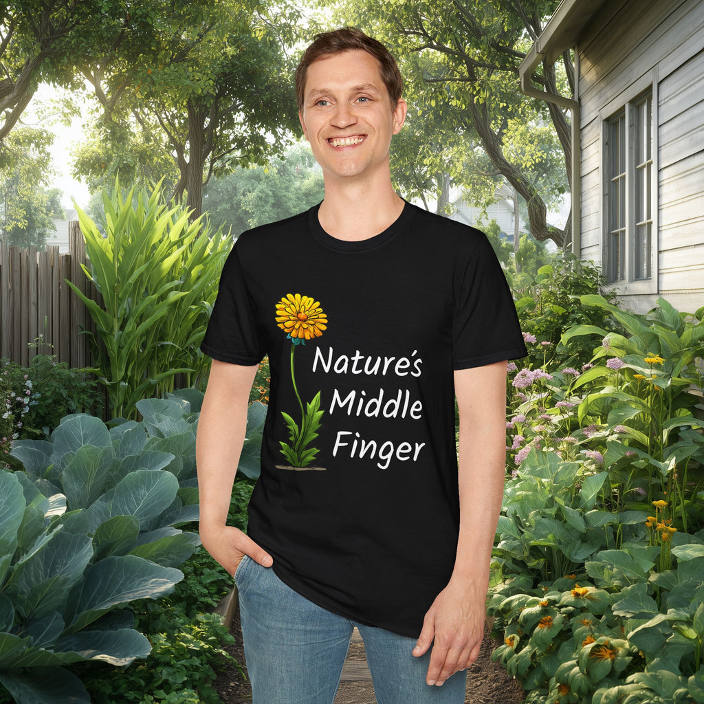 Nature’s Middle Finger T-Shirt – Funny Yellow Dandelion