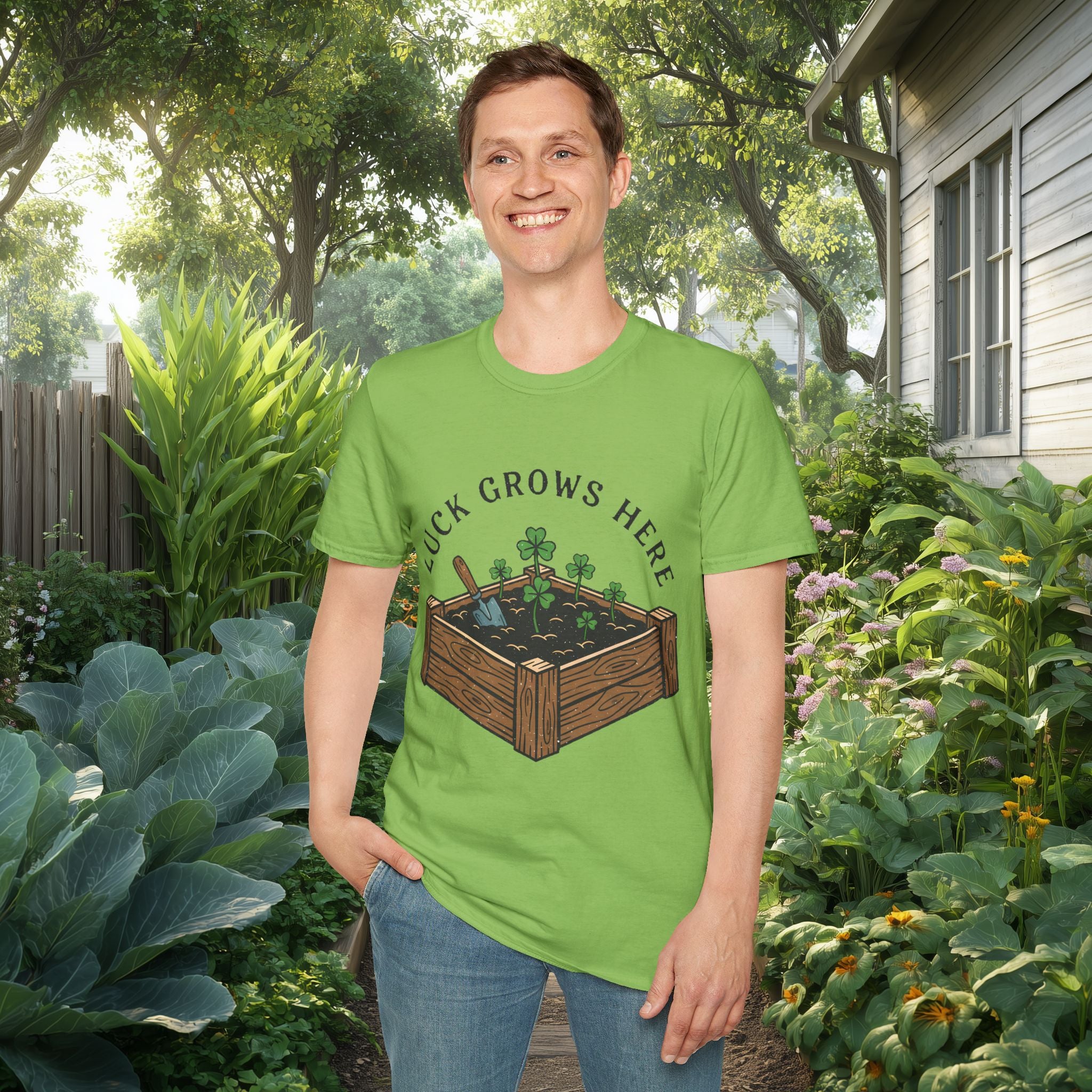 Luck Grows Here Shamrock Garden T-Shirt