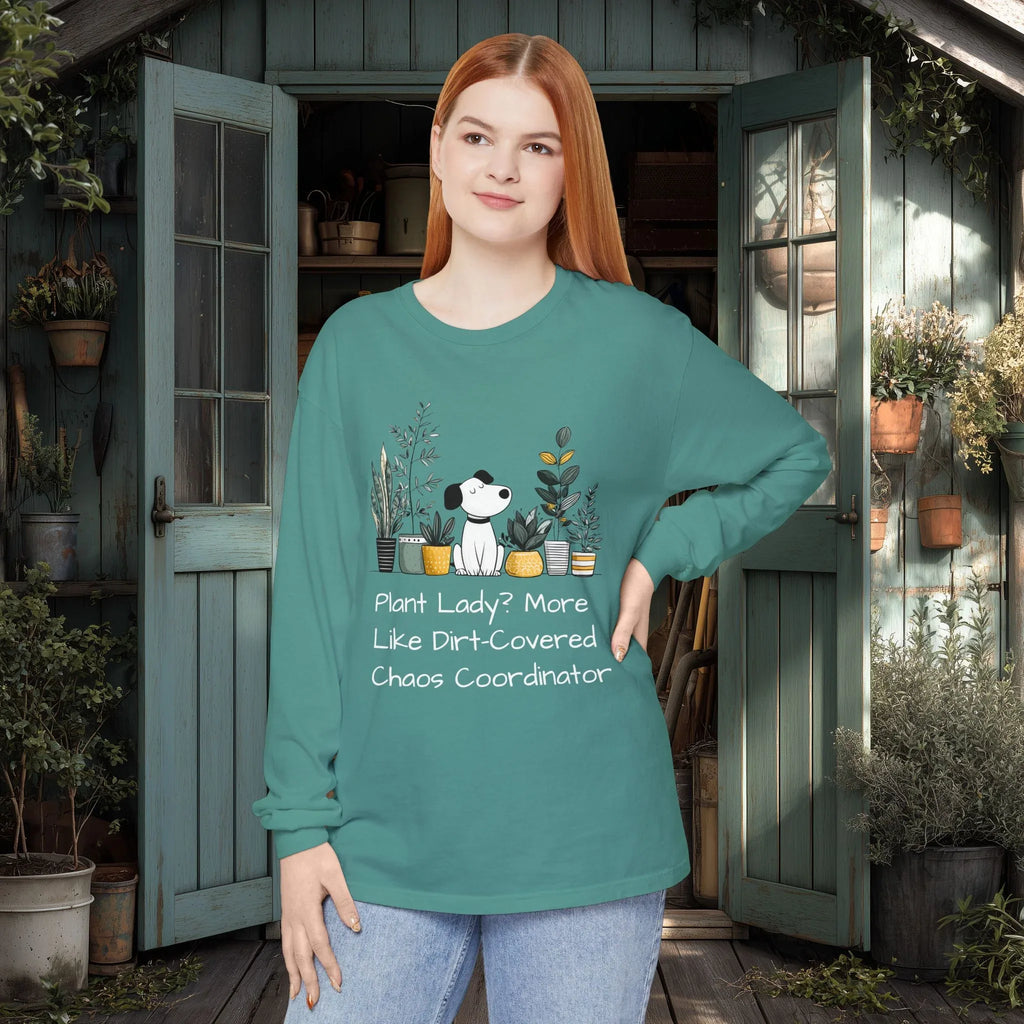 Plant Lady Chaos Coordinator - Dog & Plants Long Sleeve Tee