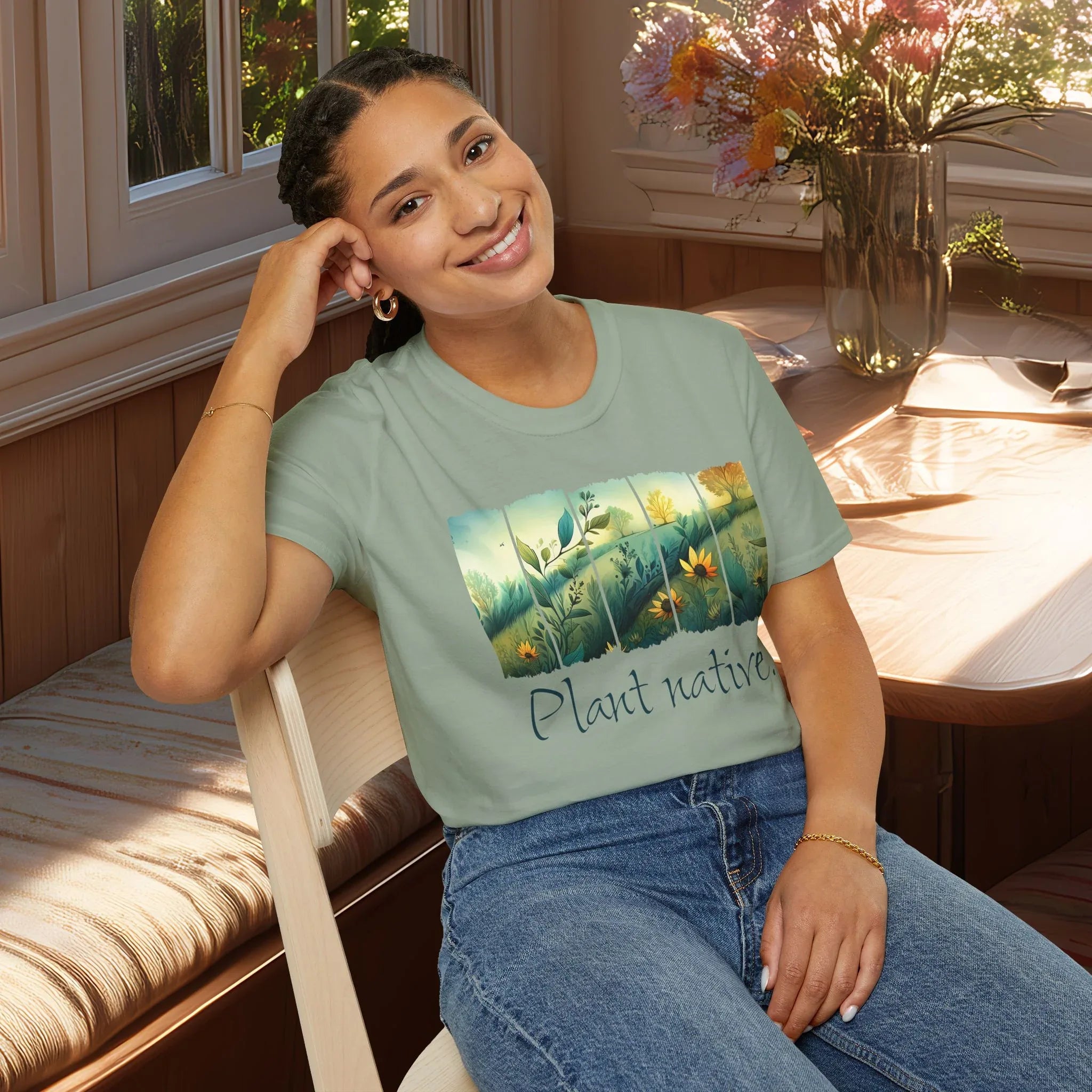 Plant Native Sunflower T-Shirt for Gardeners