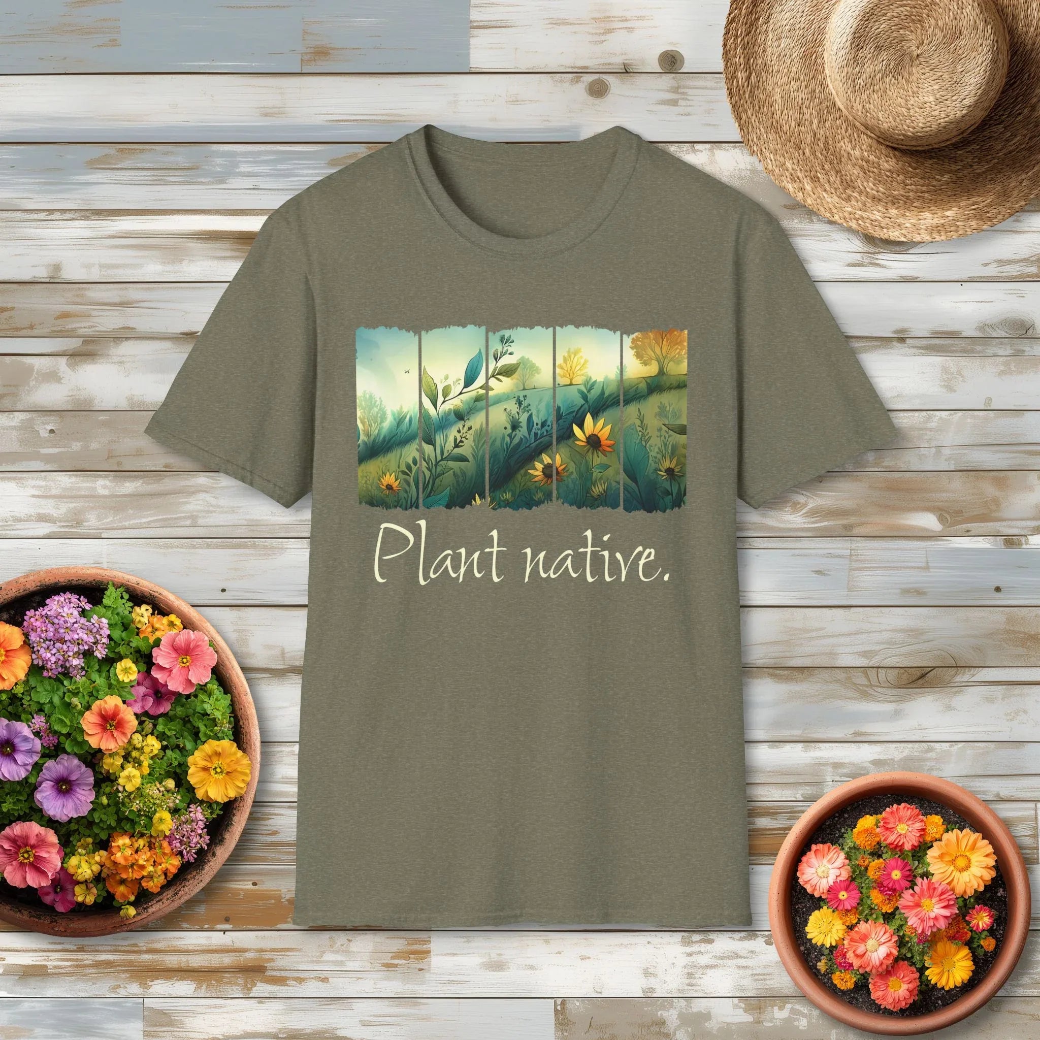 Plant Native Sunflower T-Shirt for Gardeners