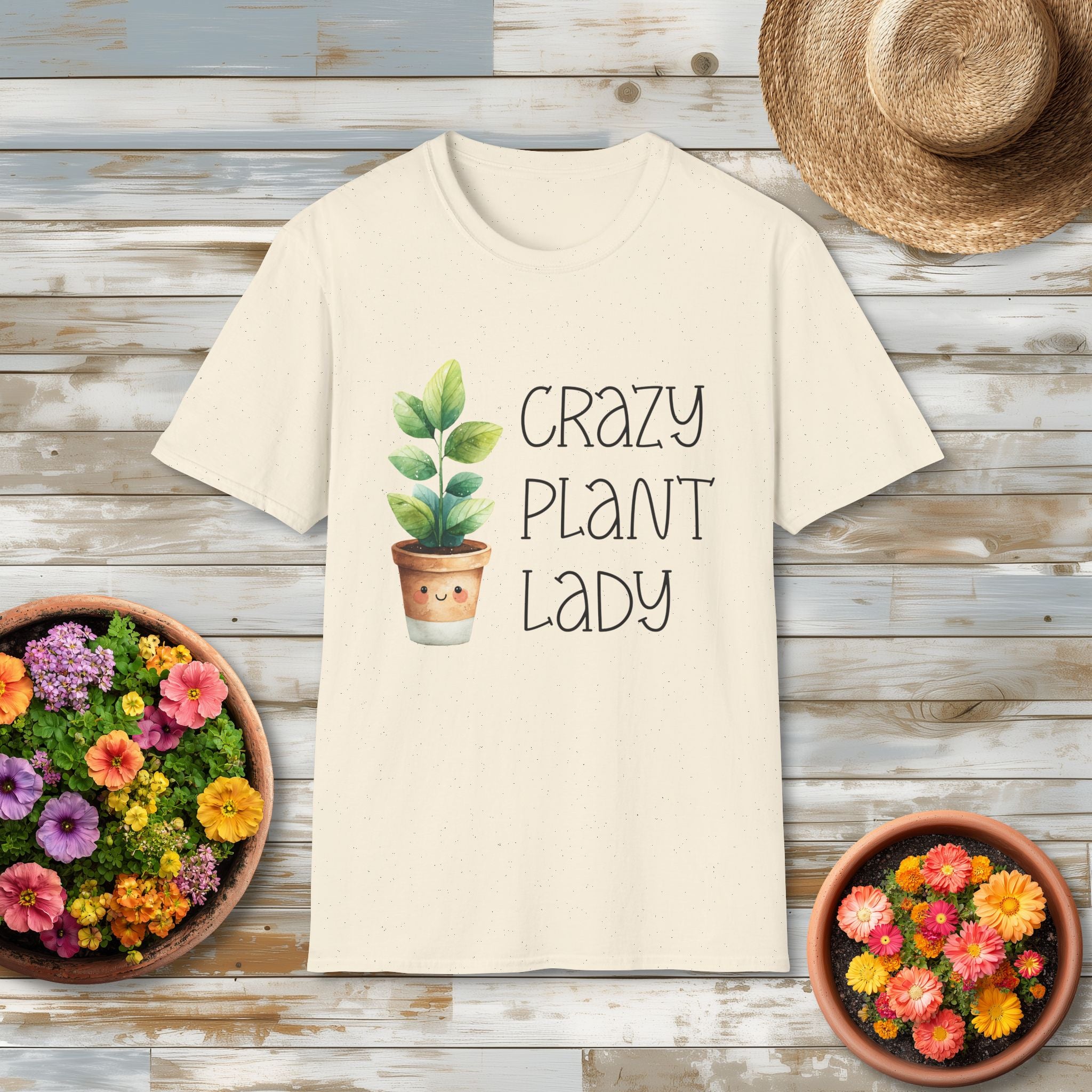 Crazy Plant Lady, Cartoon Houseplant T-Shirt