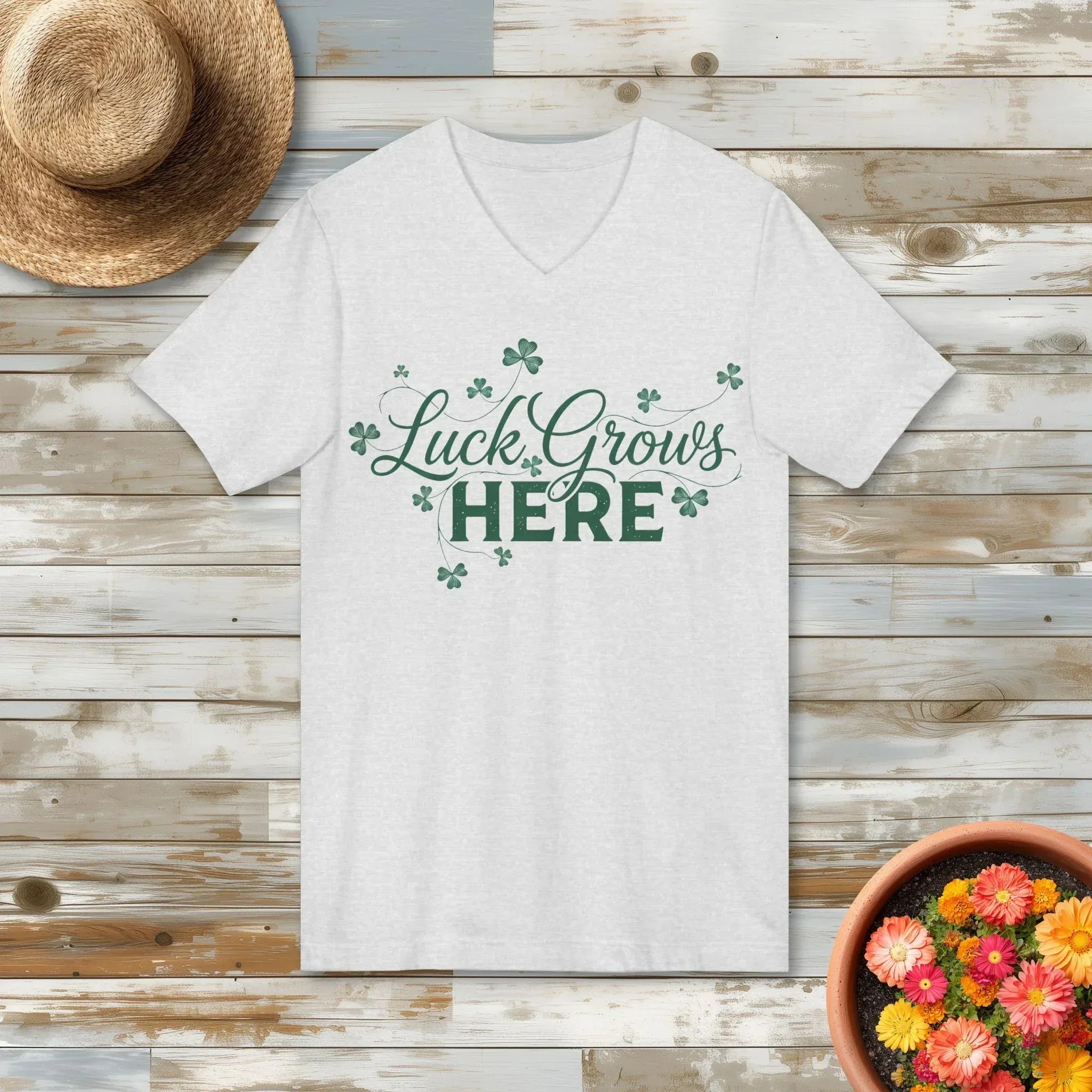 Luck Grows Here V-Neck T-Shirt