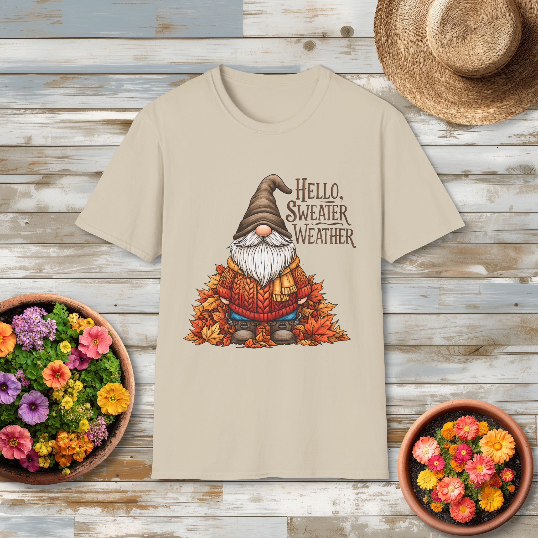 Hello Sweater Weather Garden Gnome T-Shirt