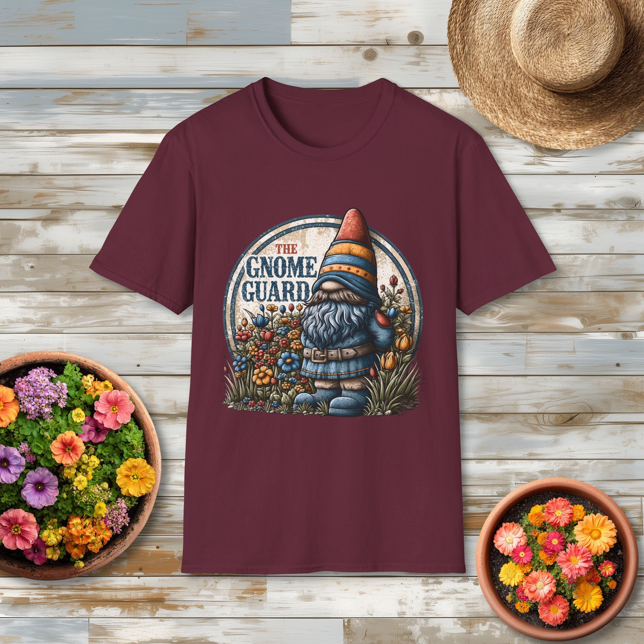 Retro Garden Gnome Guard Emblem T-shirt
