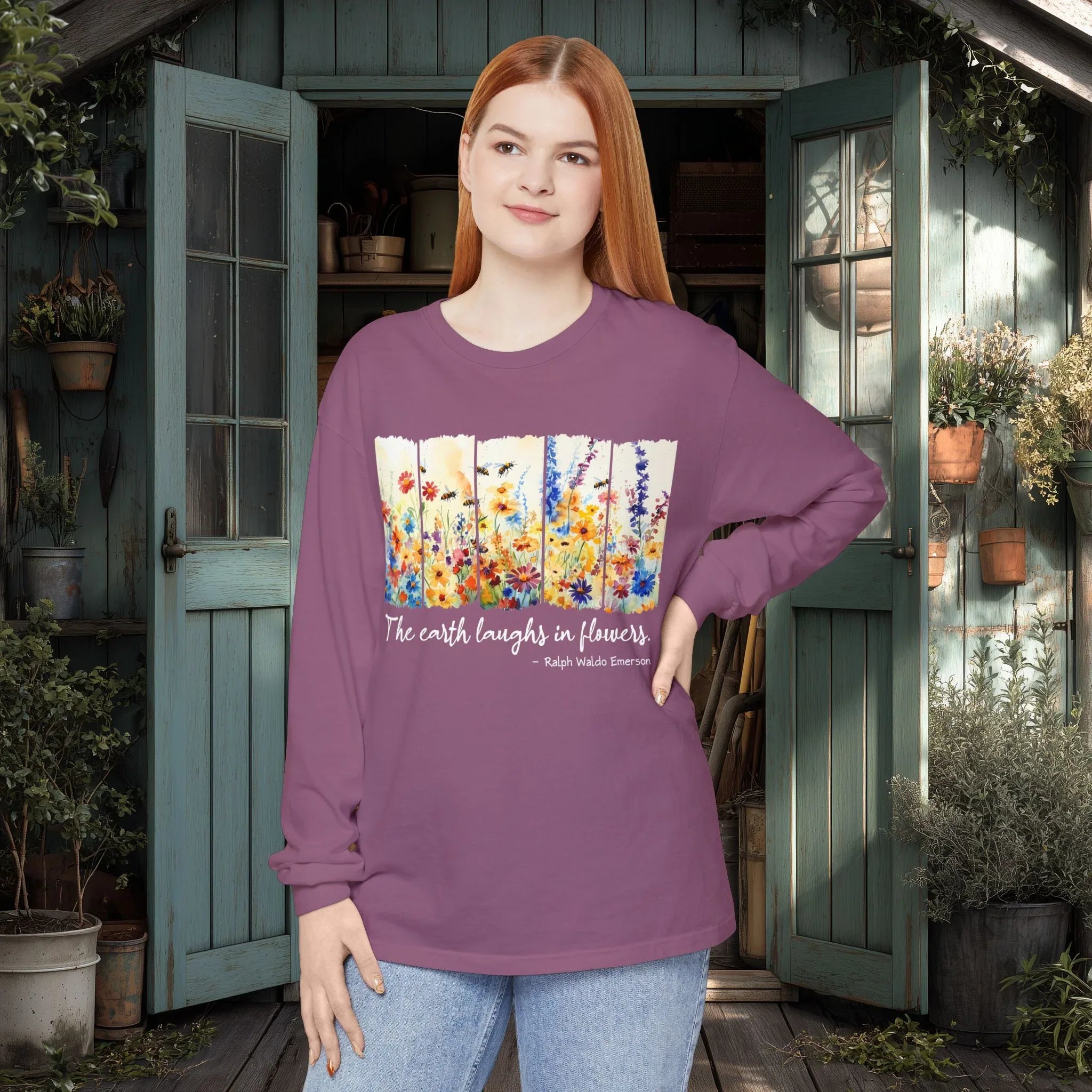 Earth Laughs in Flowers Long Sleeve Shirt – Emerson Wildflower Tee
