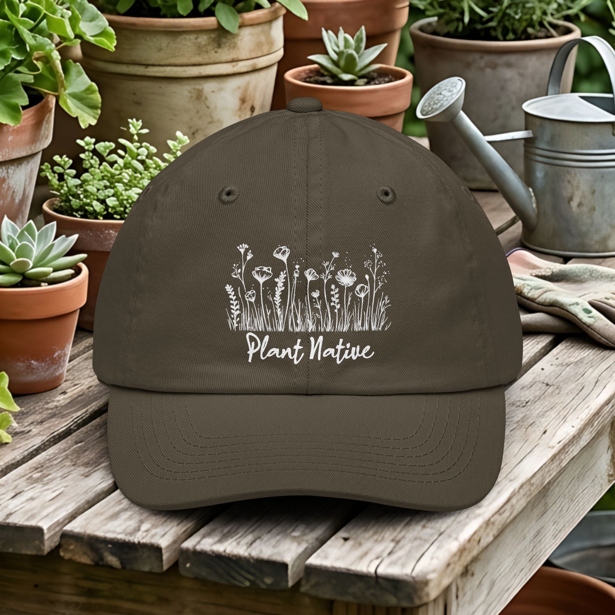 Plant Native Wildflower Dad Hat for Gardeners