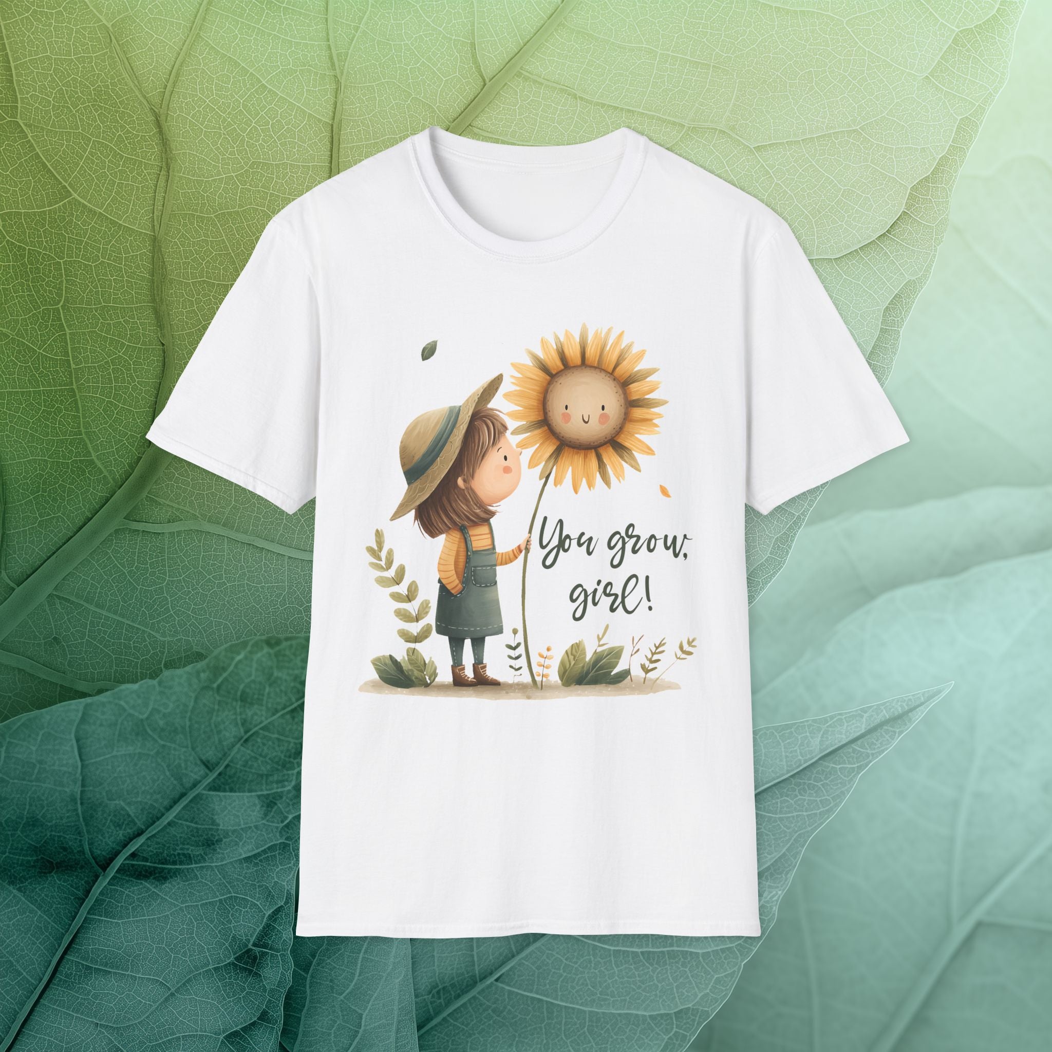 "You grow, girl!" Sunflower Garden Girl Tee