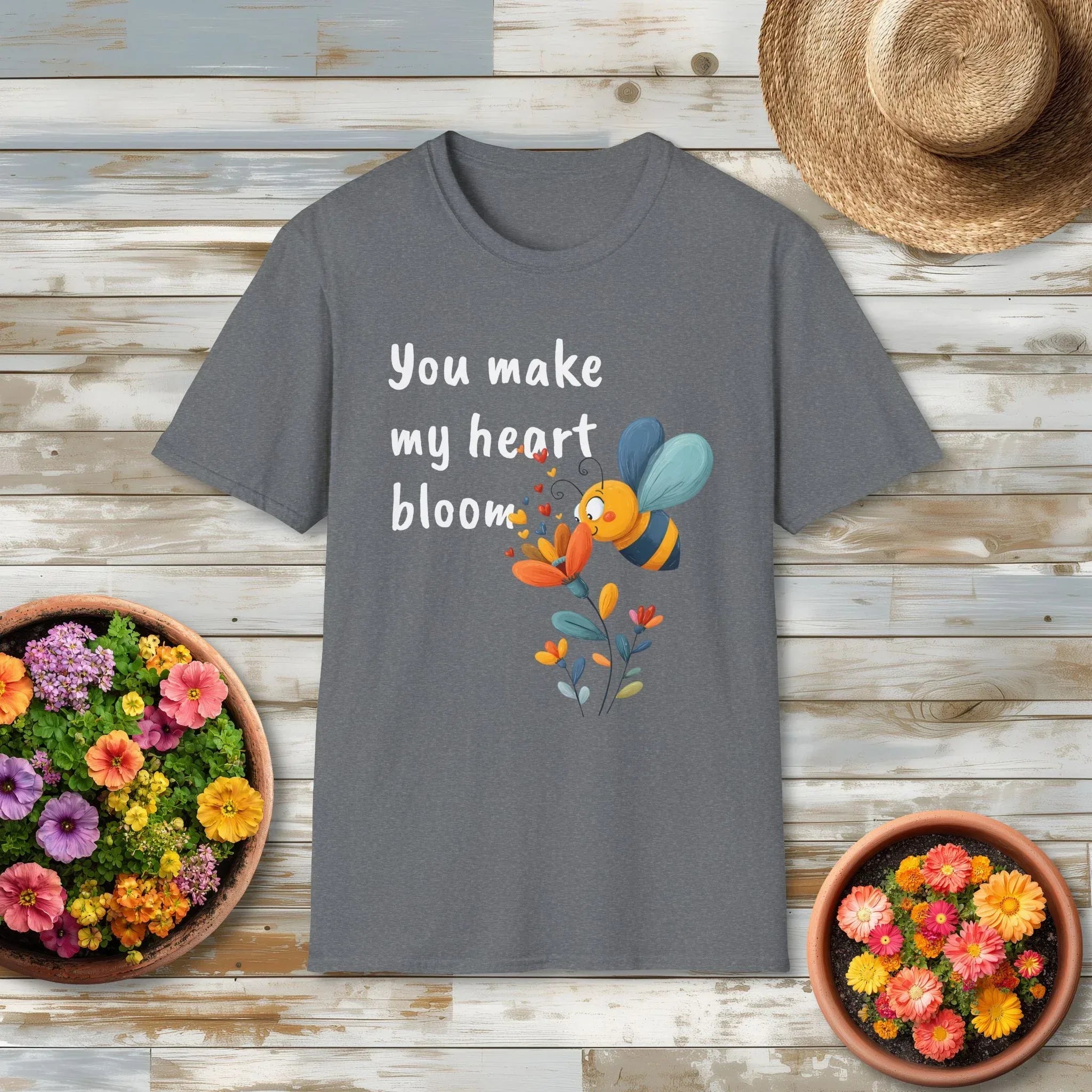 You Make My Heart Bloom Shirt – Cute Bee & Flower Tee