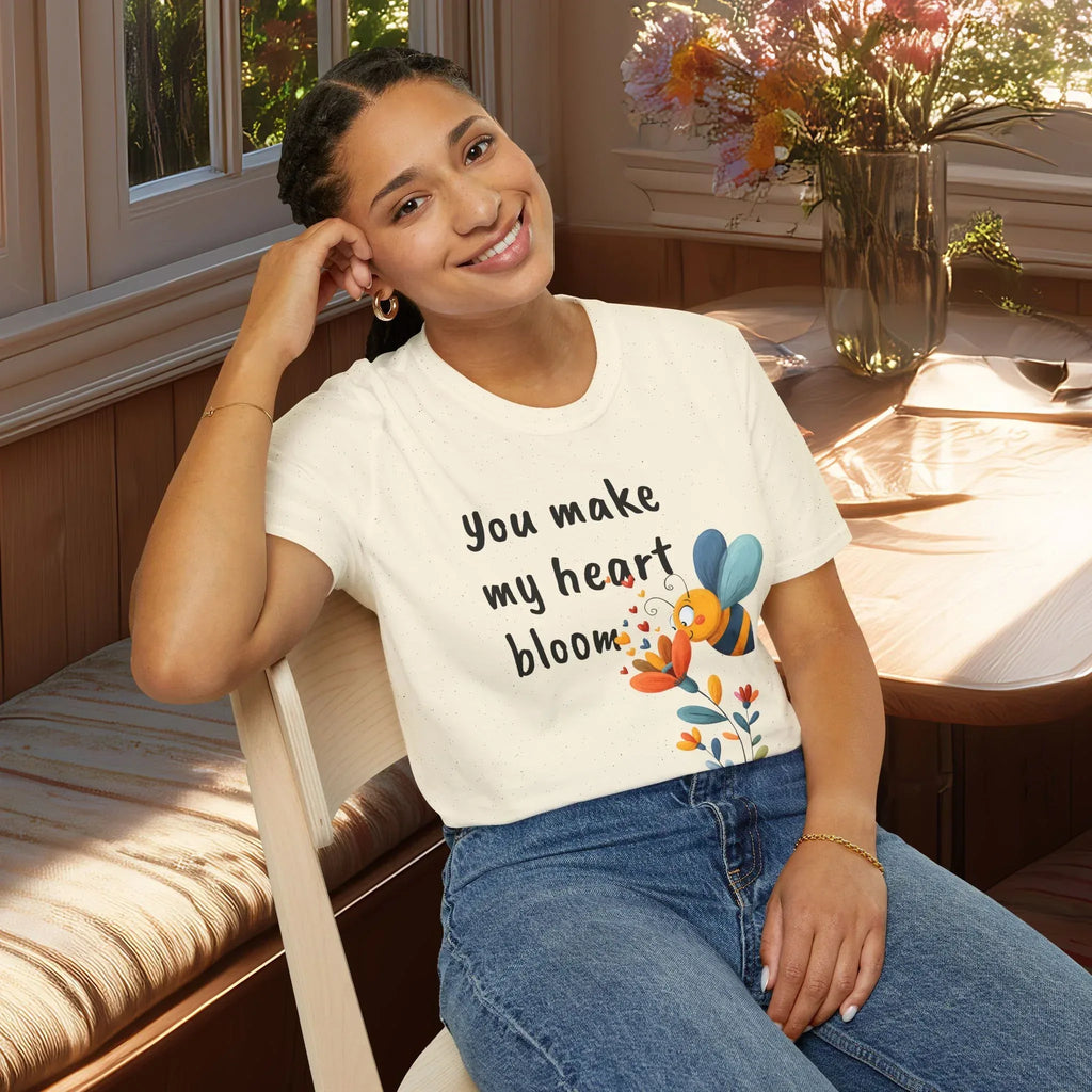 You Make My Heart Bloom Shirt – Cute Bee & Flower Tee