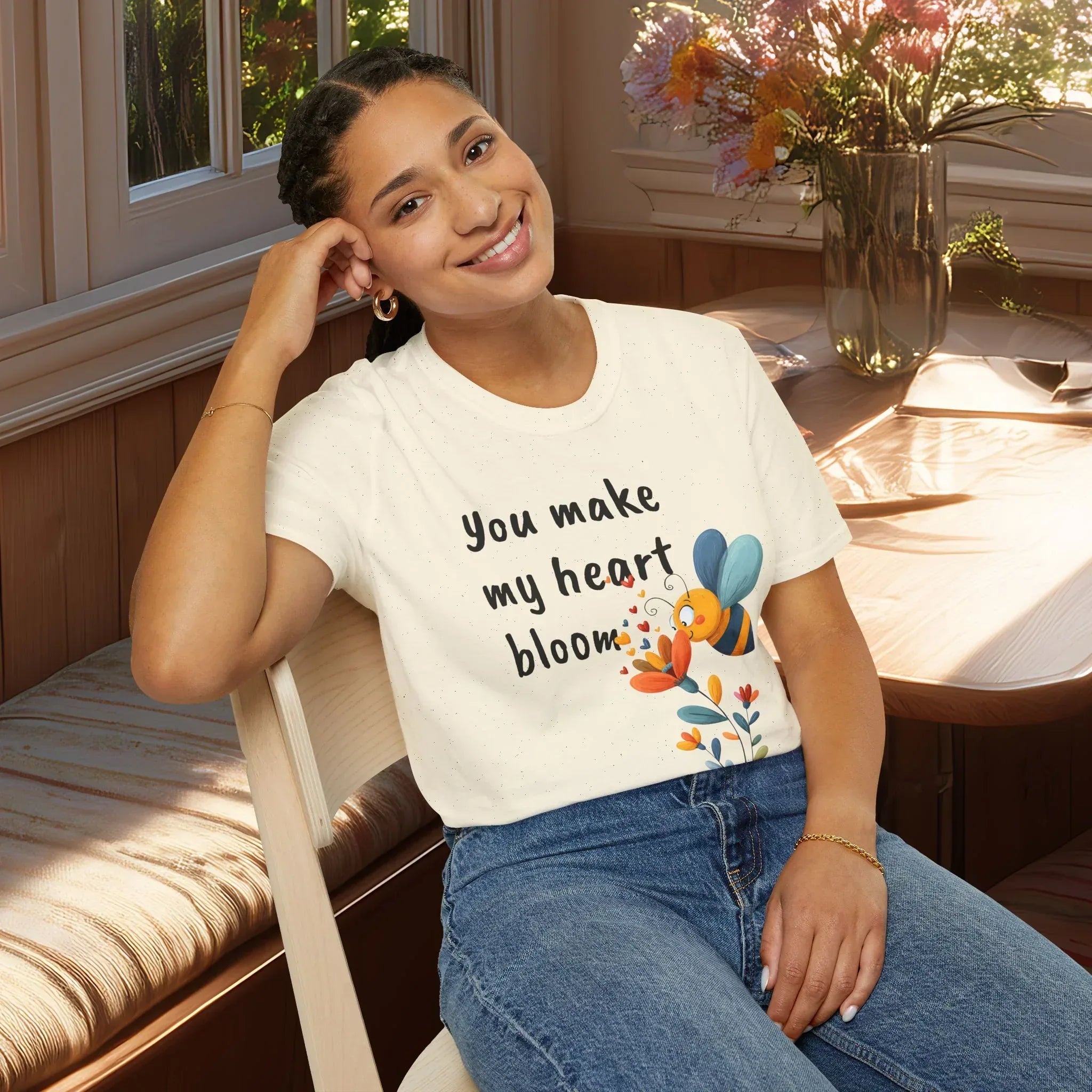 You Make My Heart Bloom Shirt – Cute Bee & Flower Tee