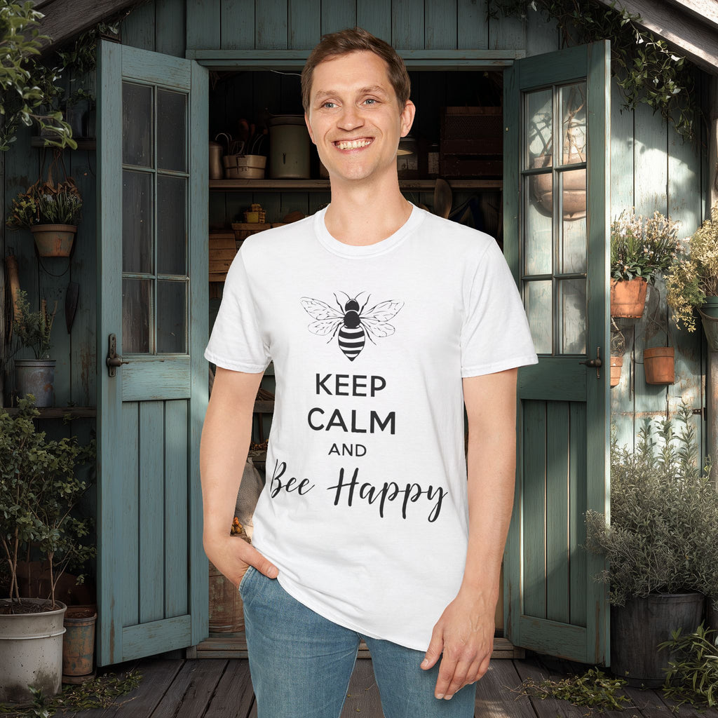 Keep Calm and Bee Happy Motivational T-Shirt