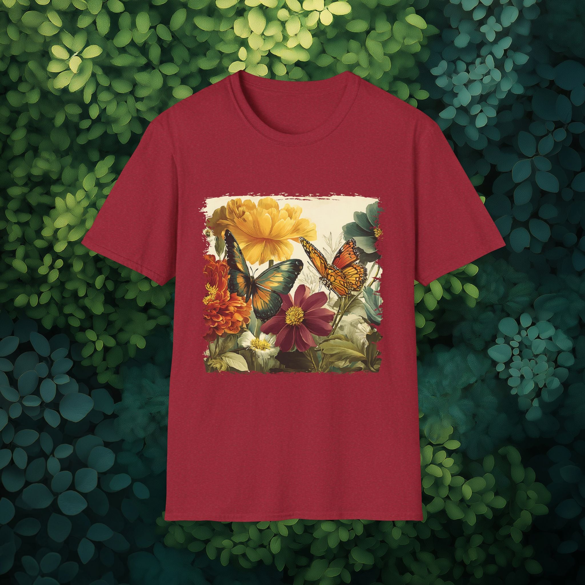 Butterflies & Blooms Retro Garden Flower T-Shirt